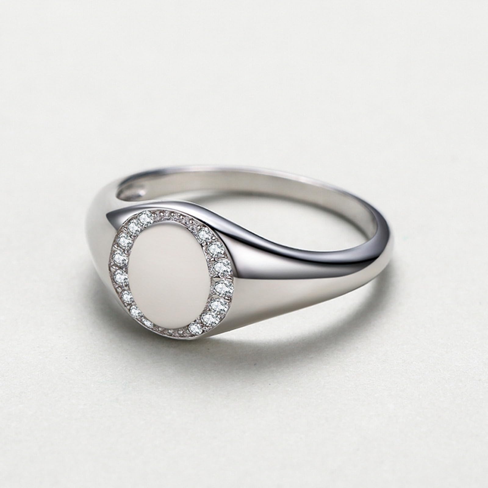 Damen Ringe Verlobung 925 Sterlingsilber Zirkonia, Runder, Glänzender Stempel Echt Silber Ringe Damen, 49 (15.6)-60 (19.1), Geeignet für Jahrestag
