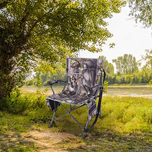Redcamp Camo Camping Chair For Adults Heavy Duty, Sturdy Steel Folding Hunting Chair For Ground Blinds, Portable And Comfortable With Padded Hard Arms #TOP5