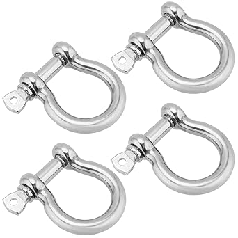 JEUIHAU 4 PCS 1/2 Inch Stainless Steel Shackles, Screw Pin Anchor Shackle, Stainless Steel D Ring Shackles, Heavy Duty Bow Shackle for Connection Wire Rope and Chain, 1940 Lbs Capacity