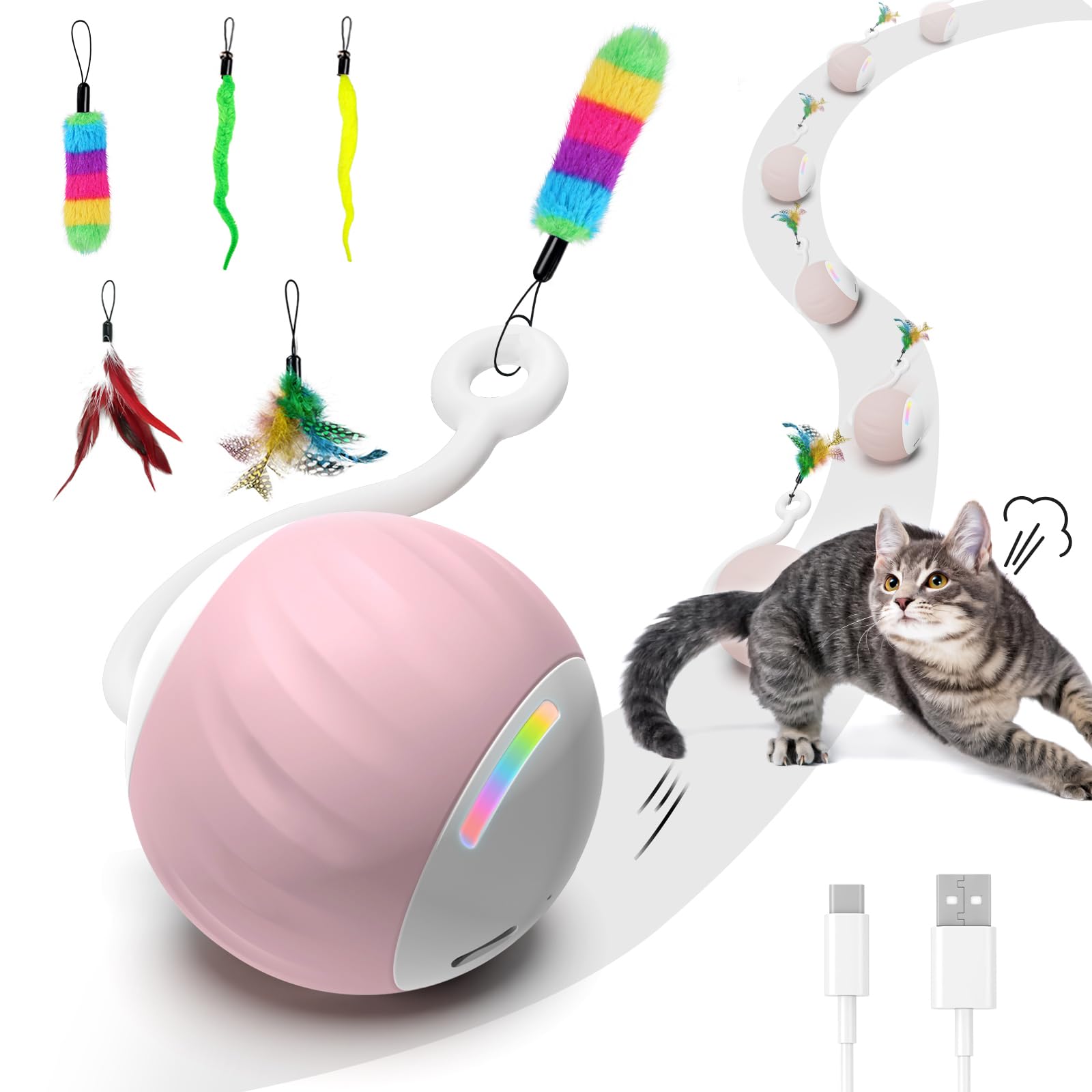 Giocattolo Intelligente Per Gatti KQLHLHDYZ - Palla Interattiva Con Sensore - Foto 7