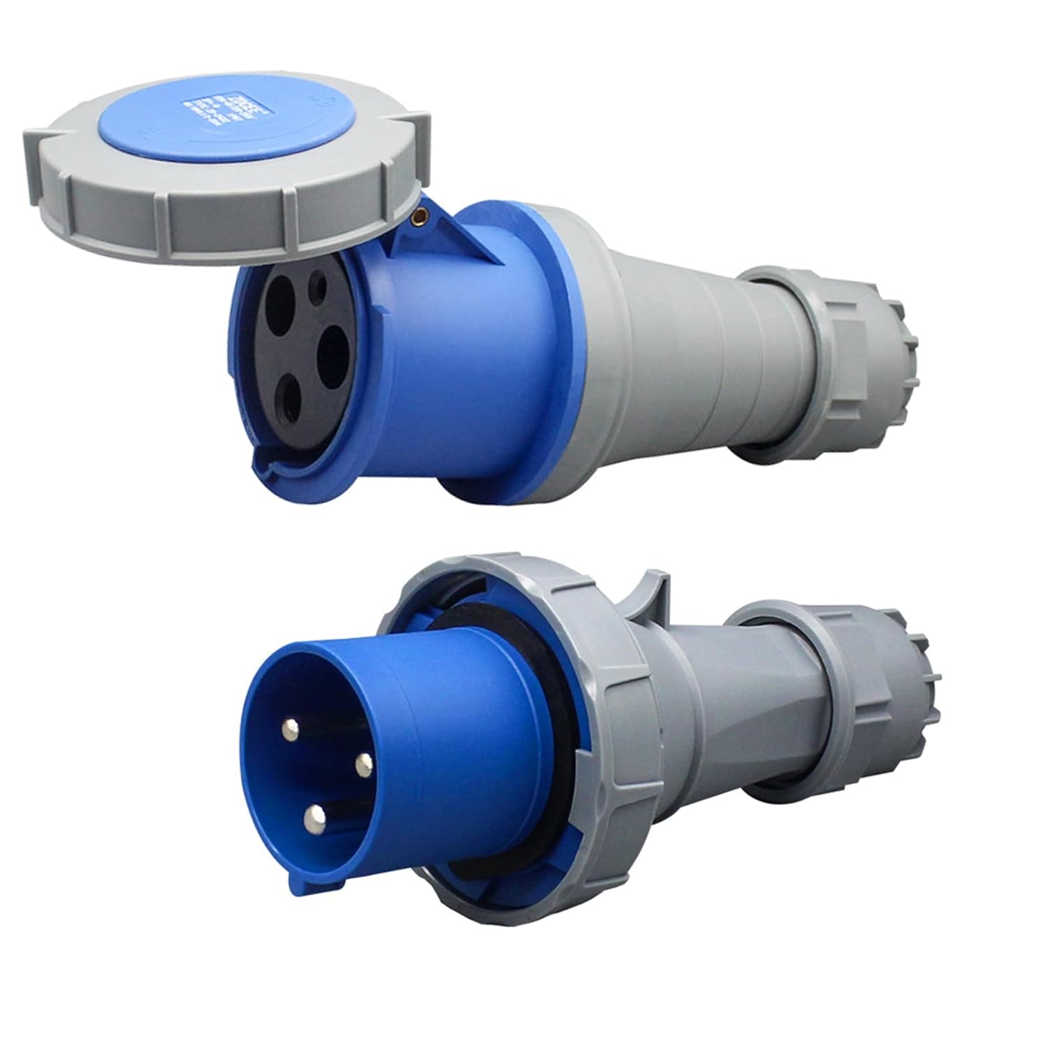 1 Set 63A 3Pin Industrial Connector Plug Socket, 3Pin 63A 200V-250V 2P+E 6H IP67 Waterproof Connector IEC60309 Power Connecting Industrial Activity Socket Kit for Industry and Aviation (63A)