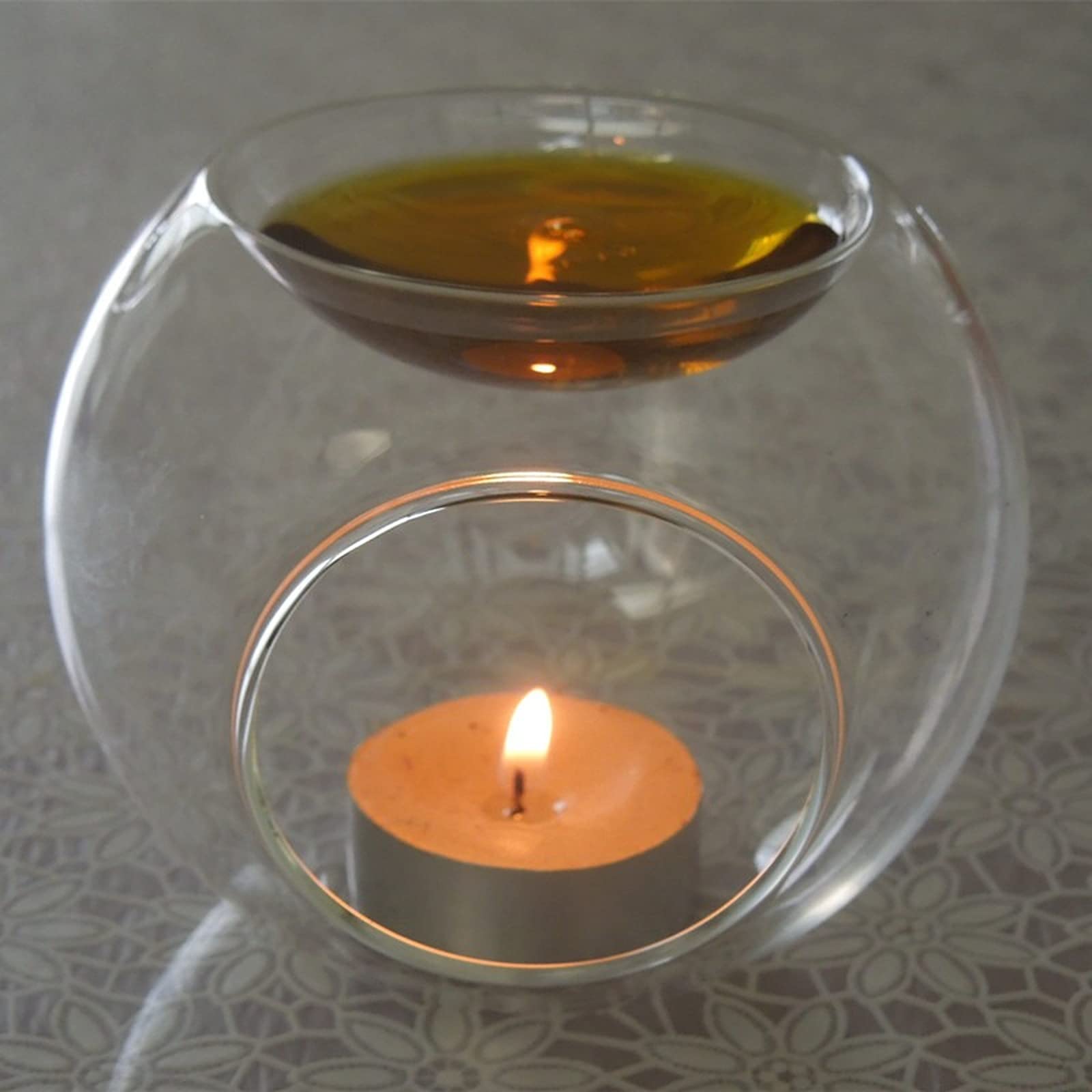 Sbjklyrn One Color Candleholder, Candle Holders Oil Transparent Crystal Handmade Glass Wedding Home Decoration Dia 8Cm
