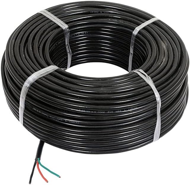 Elevea ( Stock Clearance Deal With 12 years Warranty ) 3 core round copper wires and cables 1.5mm for domestic and industrial electric connections (Colour May Vary) 100 Feet