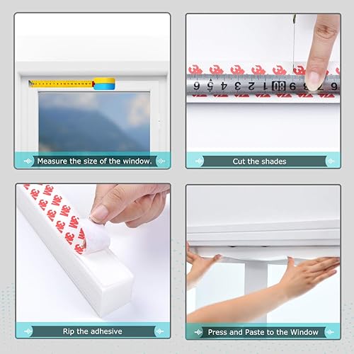 Miniatura 6 de Paquete de 6 persianas temporales sin cordones de tela plisada filtrante de luz, fáciles de cortar e instalar, con 12 clips, 36 x 72 pulgadas,