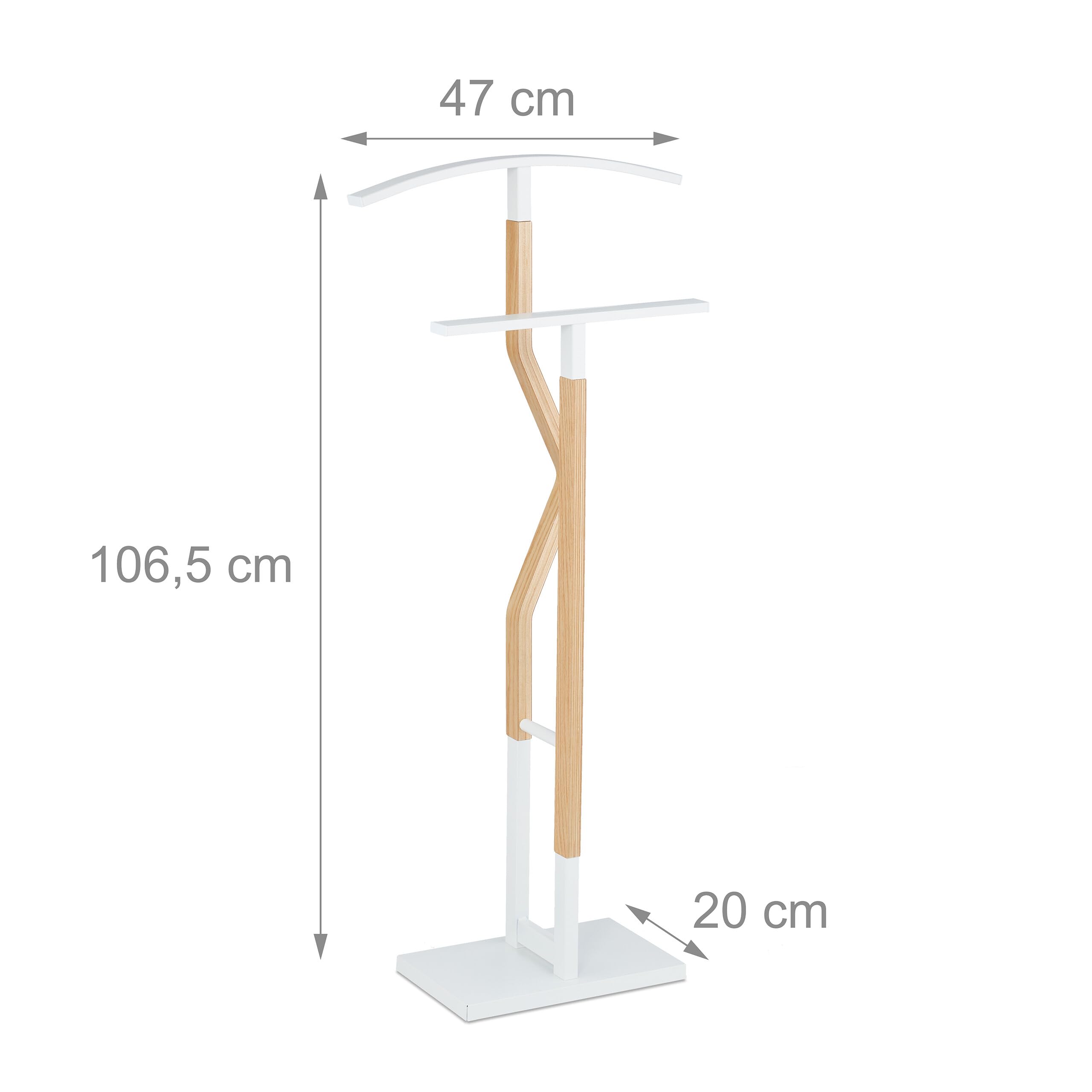 Servo Muto Da Camera Con Appendiabiti - 106.5x47x20cm, Bianco/Marrone - Per Giacca E Pantaloni - Base Pesante - Foto 10