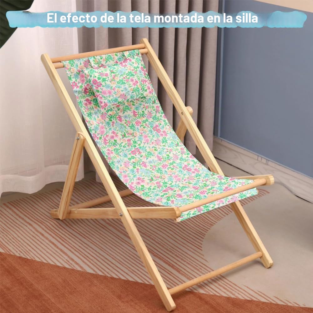 GORGECRAFT Sillón de Playa de Lona con Almohada de 141x43cm, Estampado Rosa Y Verde, de Repuesto para Tumbonas, de Tela de Lona, Plegable, para Exteriores, para Patio, Jardín, Tomar el Sol