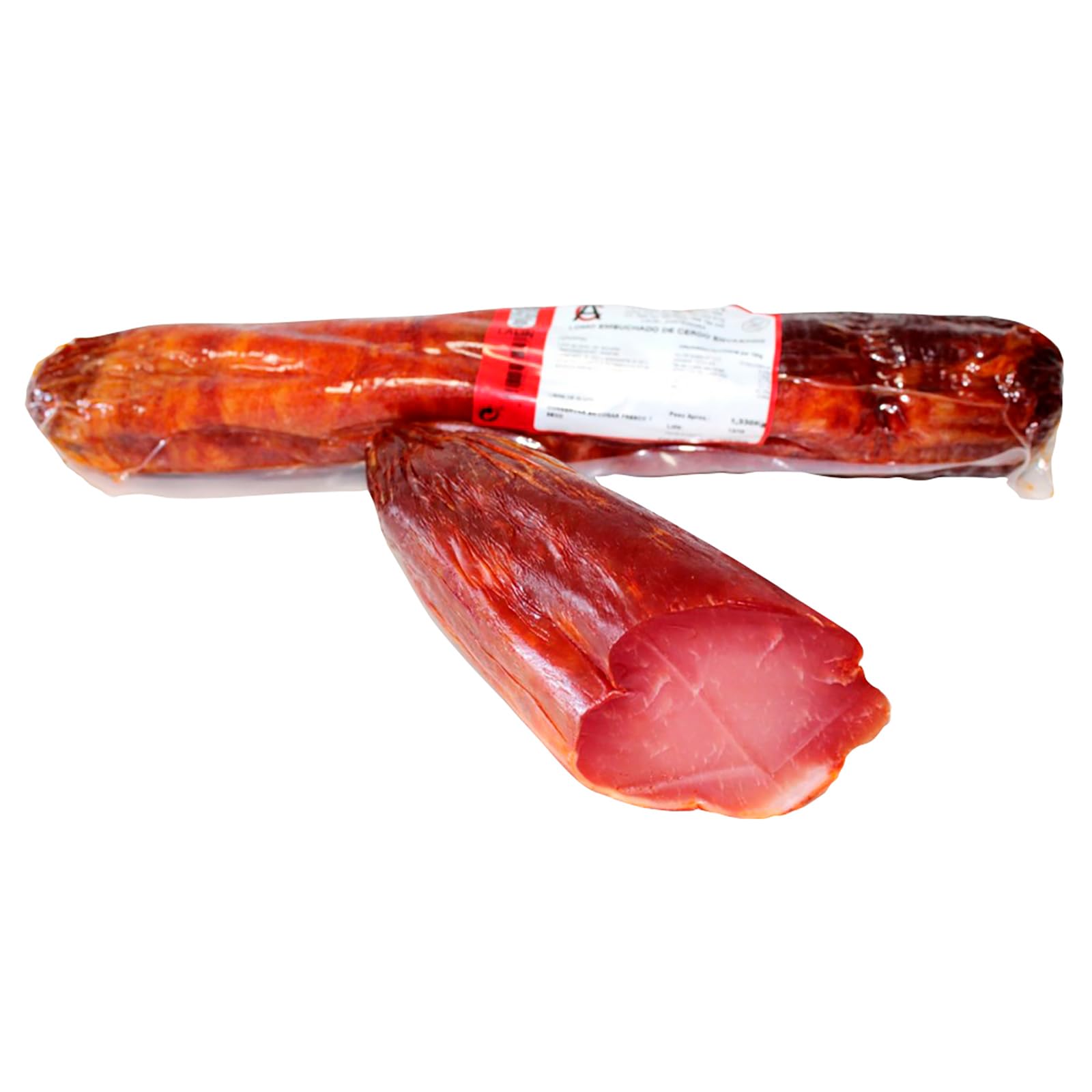Deliex Delicias de Extremadura media caña de lomo curado : lomo de cerdo (envasado al vacío) pieza de embutido curado de entre 550 g y 750 gr