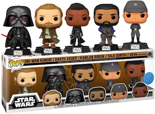 Funko Pop! Star Wars OBI-Wan Kenobi - Paquete exclusivo de 5 que incluye OBI-Wan Kenobi, Darth Vader, Kawlan Roken, Tala Durith y Reva