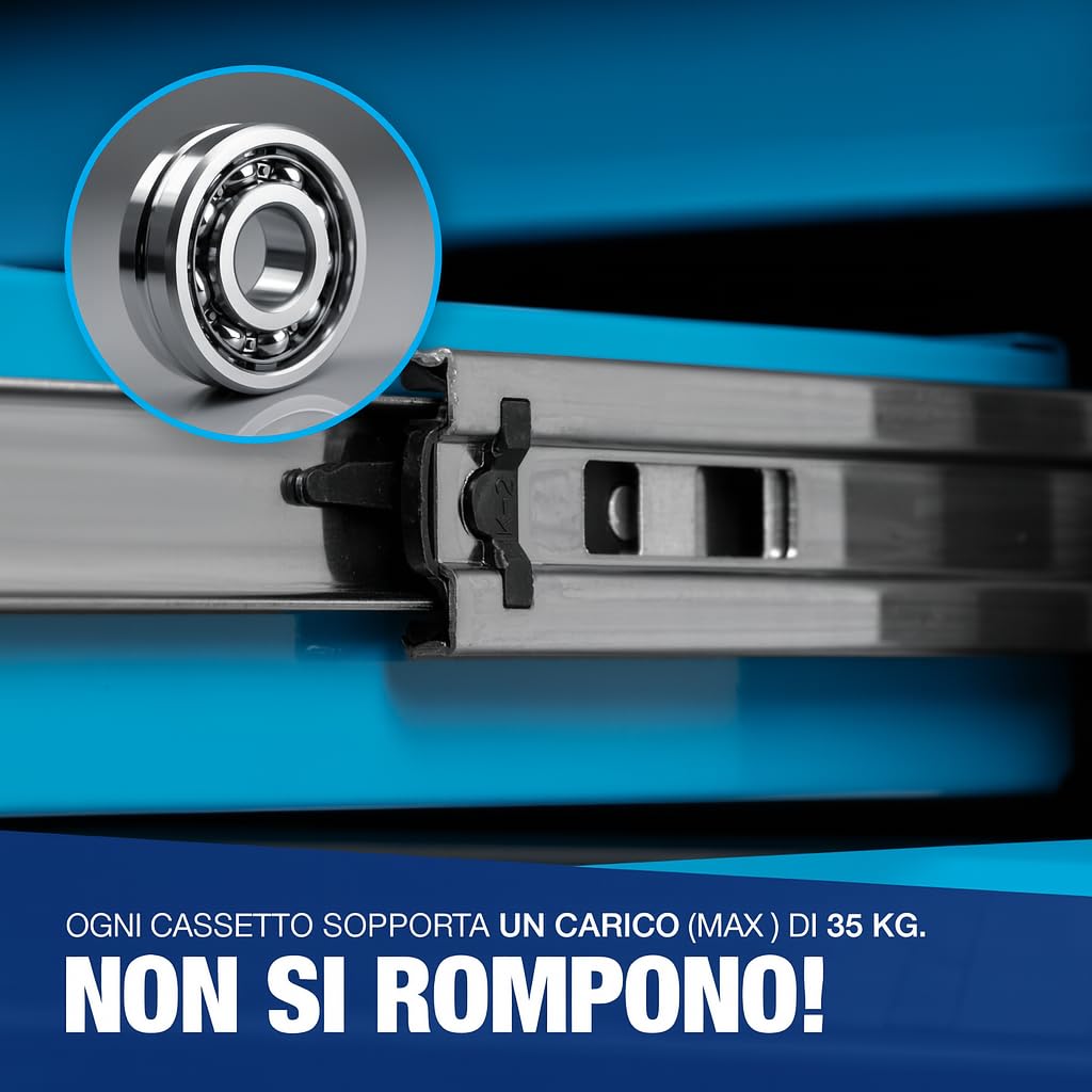 NTG carrello portautensili + utensili + 7 cassetti | 247 pezzi | chiudibile a chiave | 6 dei quali con utensili | con intarsi morbidi in carbon look | cassetti pieni | carrello portautensili
