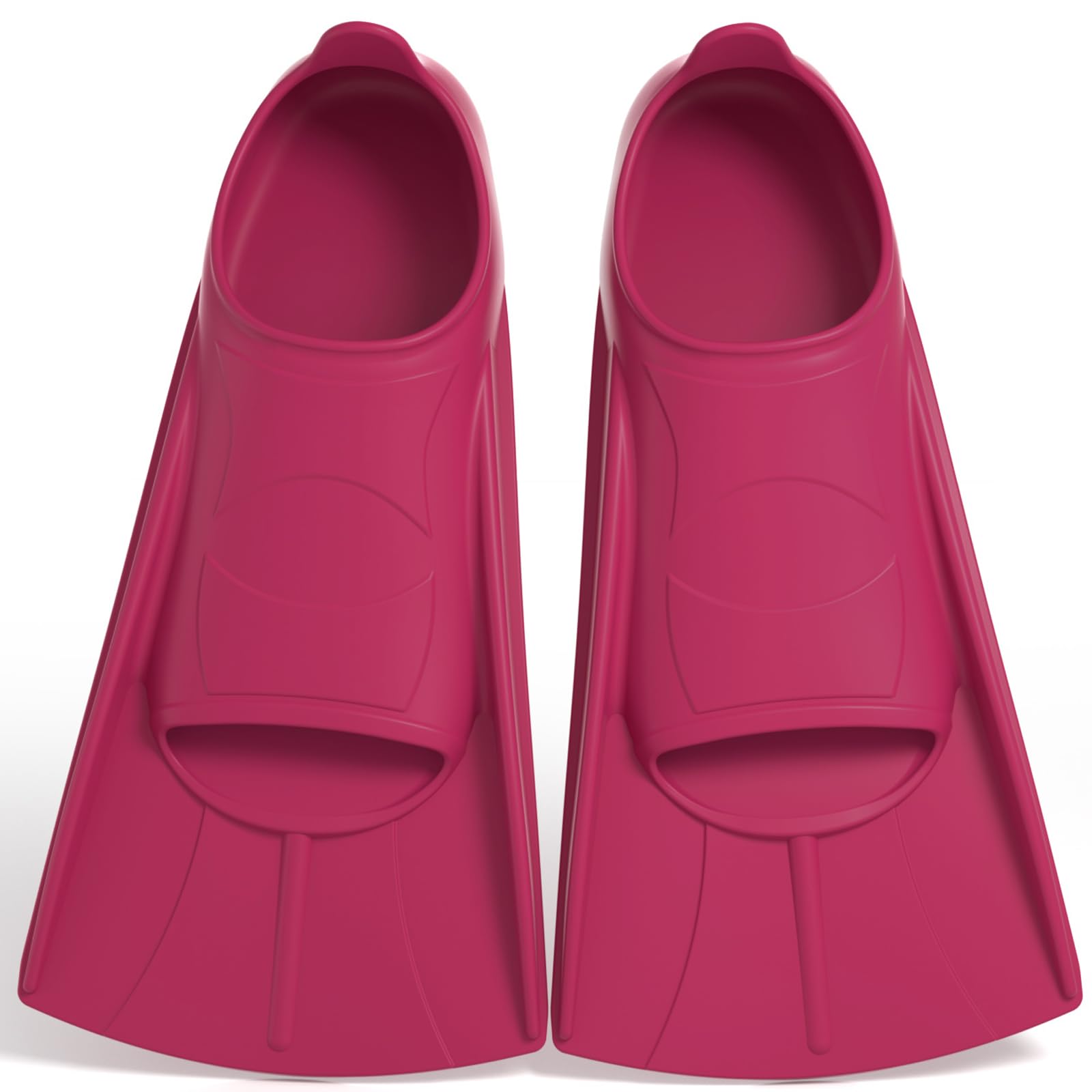 Silicone Swimming Fins, Soft and Comfortable Fit Fins for Children, Adults, Short Training Fins for Swimming, Unisex Fins for Children Adults, Short Fins (Rose Red, XXS (27~29))