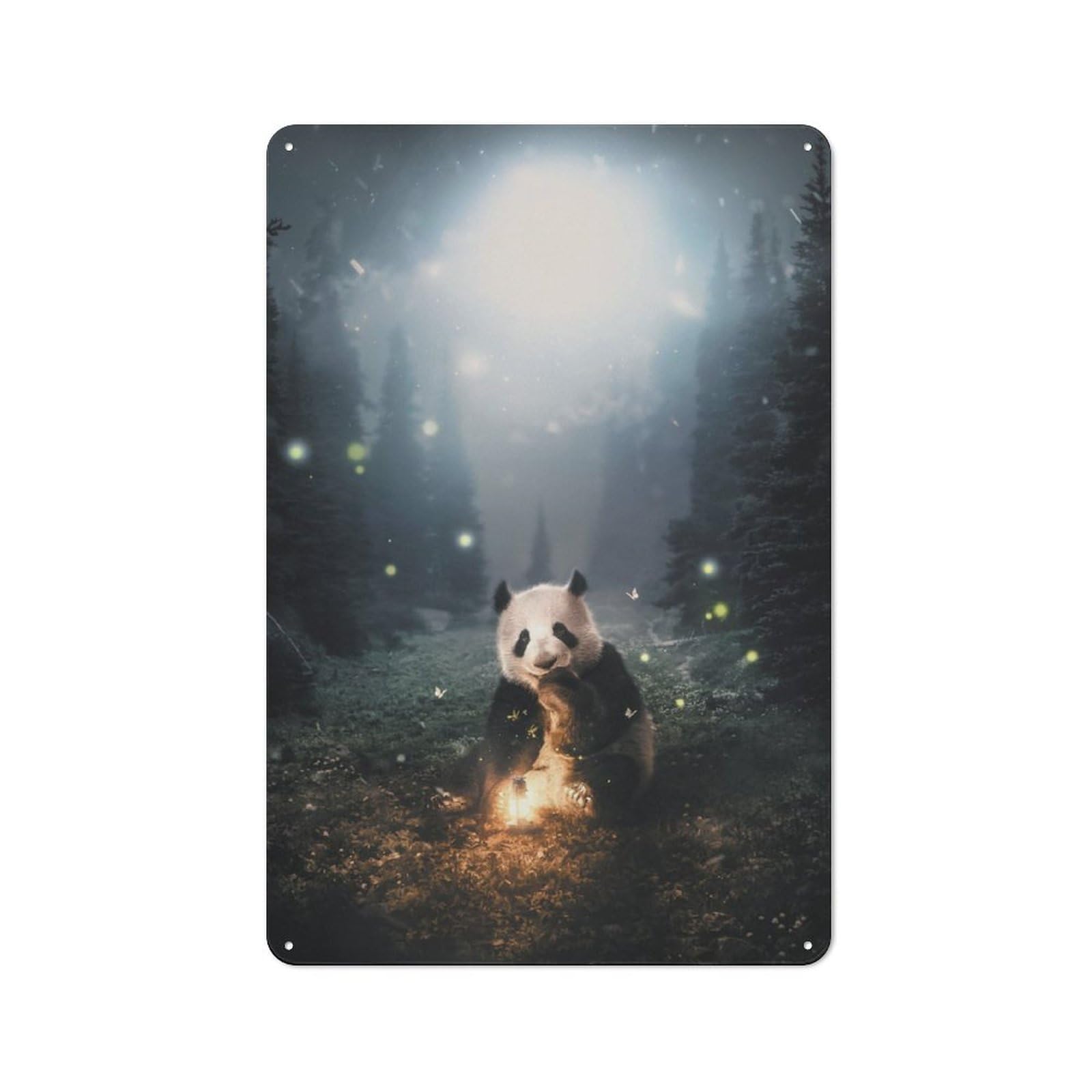Junmoney The Panda In The Forest For Café Or Restaurant, Vintage Metal Sign 30X20cm, For Vintage Wall Decor Fans, For Cafés, Pubs And Restaurants