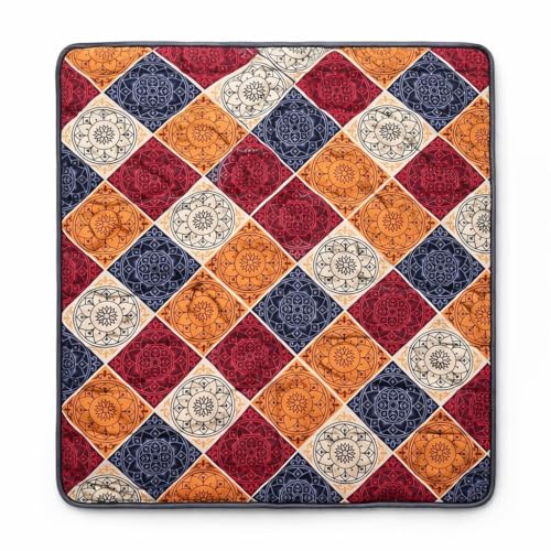 Image of K25 Cotton Floor Bed Mattress with High-Density Foam for Extra Bedding | Lightweight Reversible Portable Rolling Mat for Travel Yoga Outdoor & Camping (Size: 72x72x0.8 Inch, Multicolor)