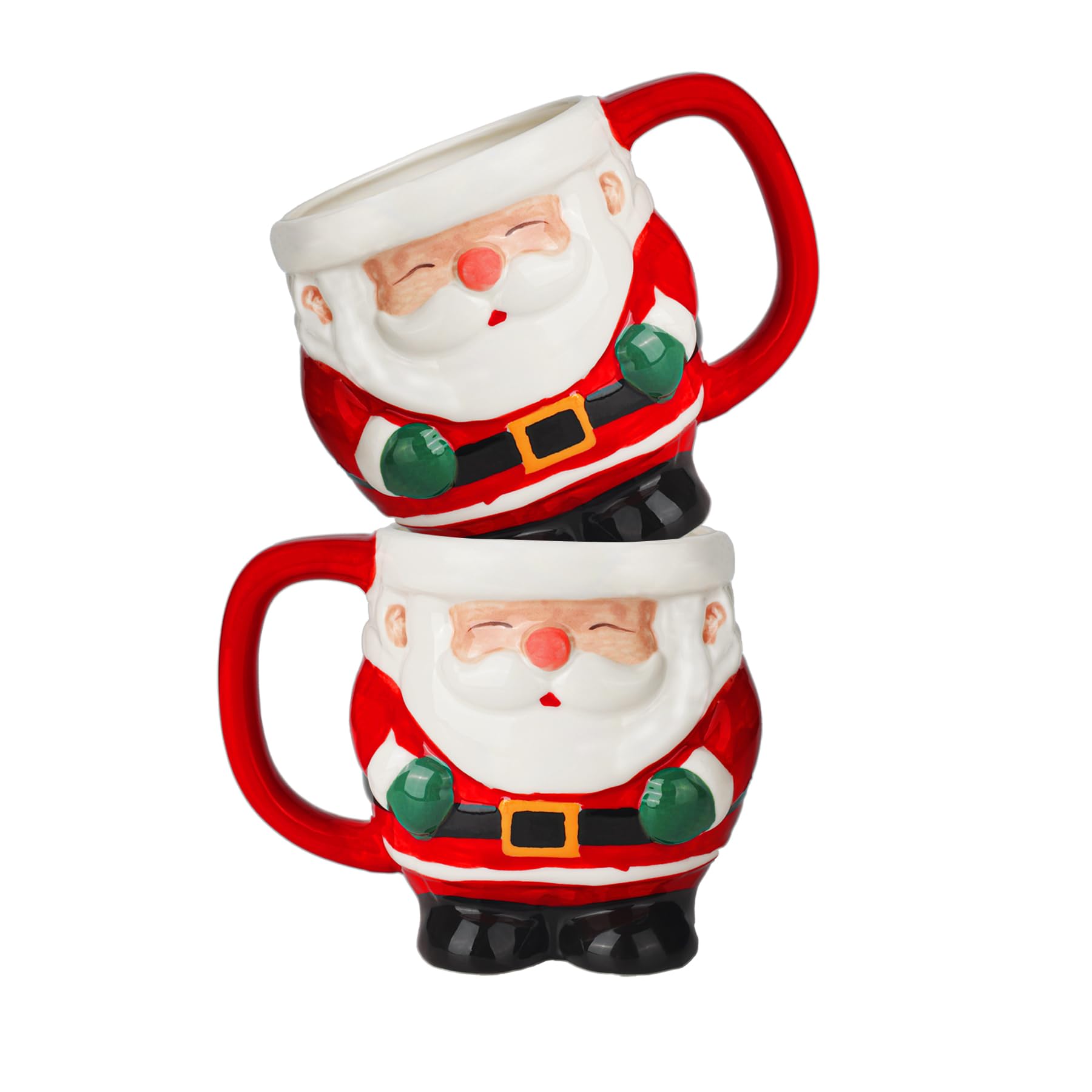 Lot de grandes tasses à café de Noël en céramique de 59 à 590 ml pour cappuccino, café, latte, boisson – Joli mug Père Noël fait à la main – Cadeau de vacances et décoration de Noël