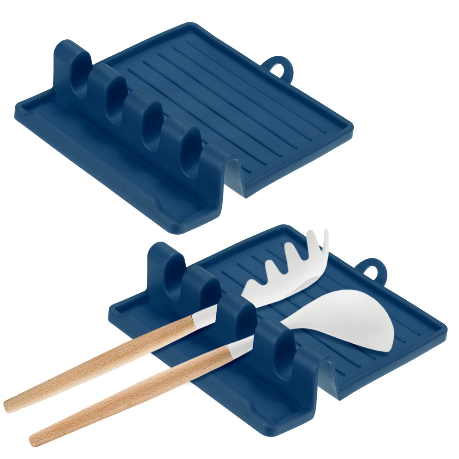 M METERXITY 2-Pack Kitchen Silicone Utensil Rest, Dark Blue