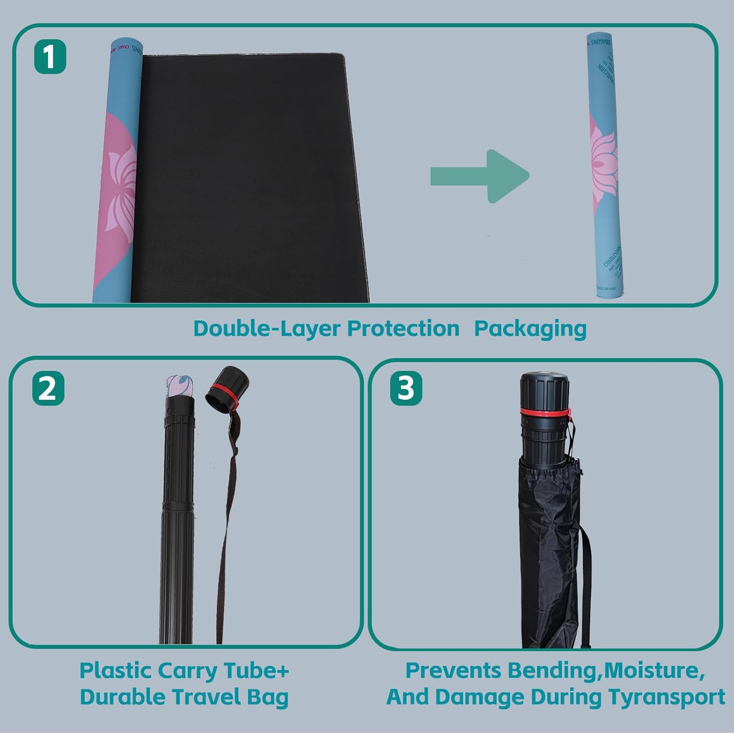 Pink Mahjong Mat 31.5” x 31.5” for Table, Waterproof Fabric Surface with Non-Slip Rubber Base, Double Packaged Tube & Bag
