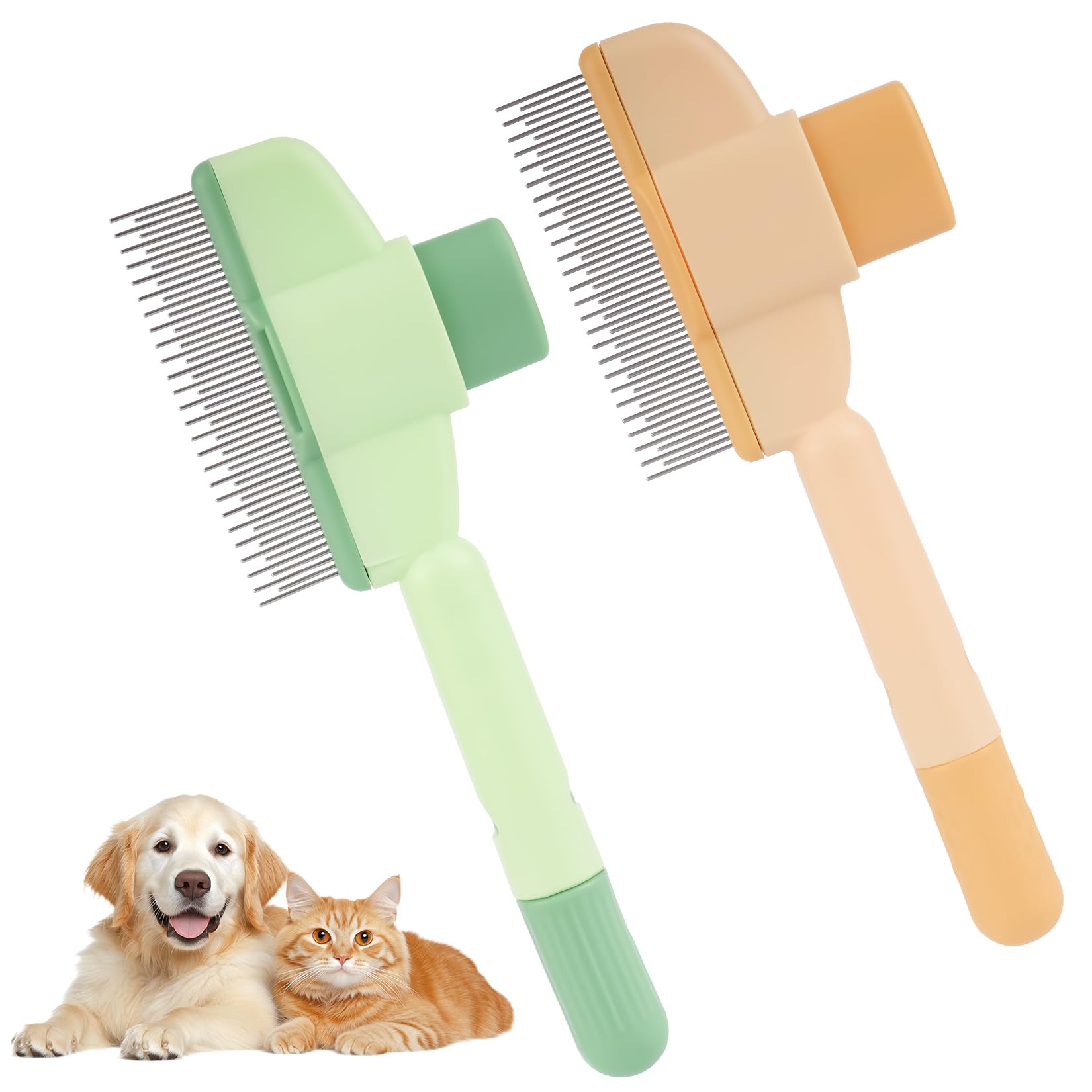 2 Pcs Cepillo para Gatos Quitapelo, Peine para Gatos Perros | Peine Antipulgas para Perros Gatoss Mascotas, Cepillos Autolimpiables para Quitar Pelo Muerto