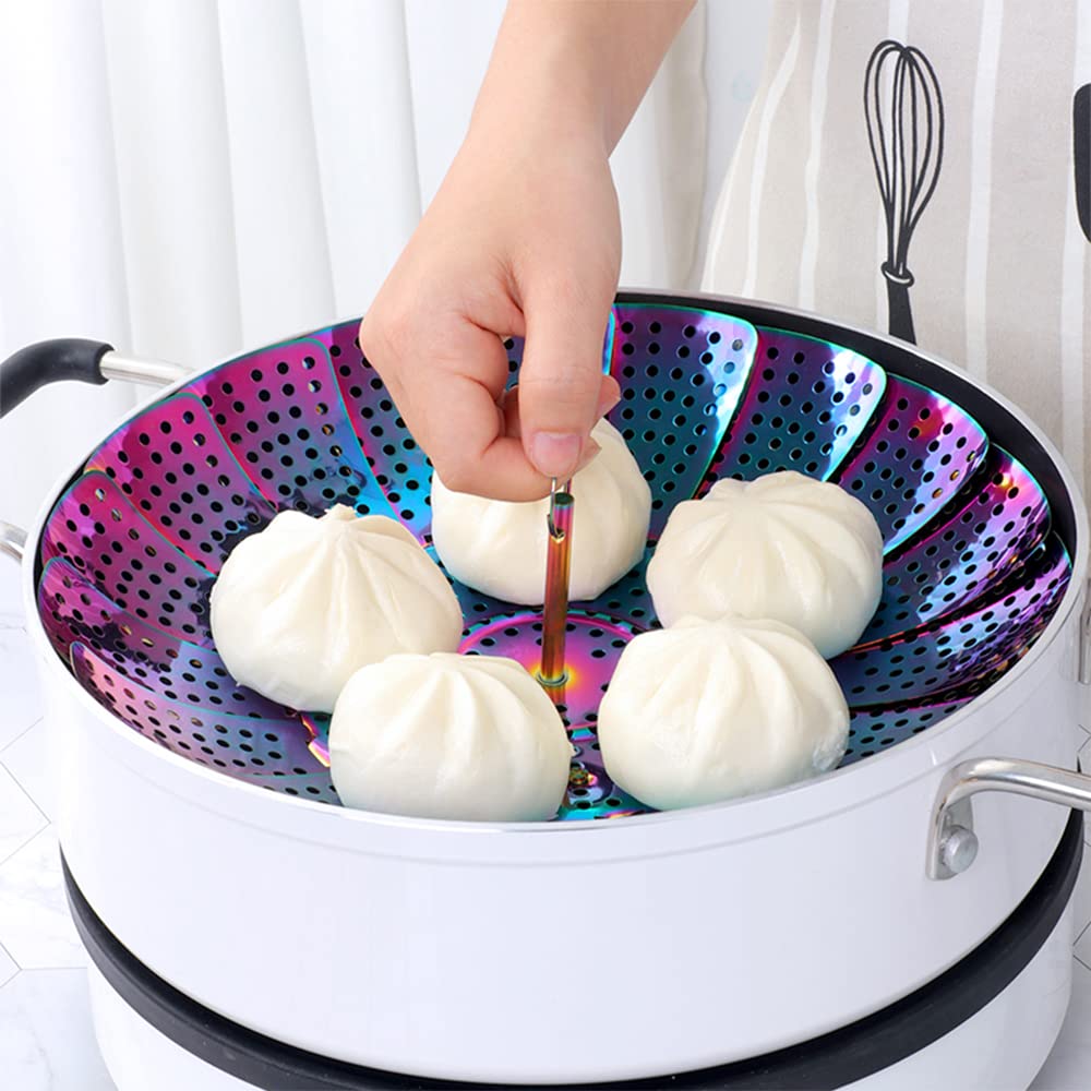 Amazon | 蒸し 蒸し皿 蒸し器 18-8ステンレス製 万能蒸し器 折りたたみ