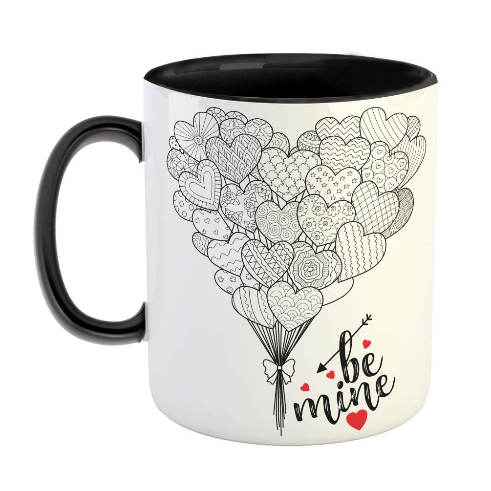 FurnishFantasy Be Mine Ceramic Coffee Mug - Best Gift for Husband, Boyfriend, Girlfriend, Wife, Valentine Day Gift - Black (0959)