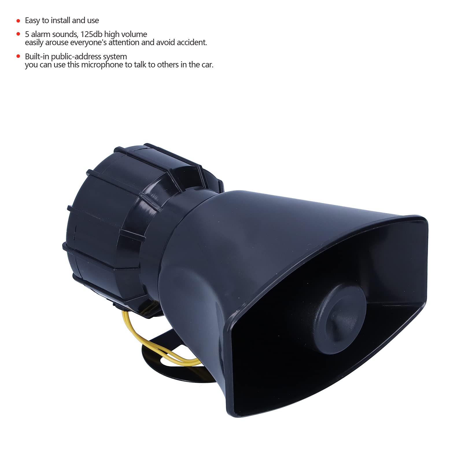 Autoalarmhorn, 12V 100W 125DB Autohupe Megaphon 5-Sound Notfallwarnalarm Feuersirene für Auto Motorrad