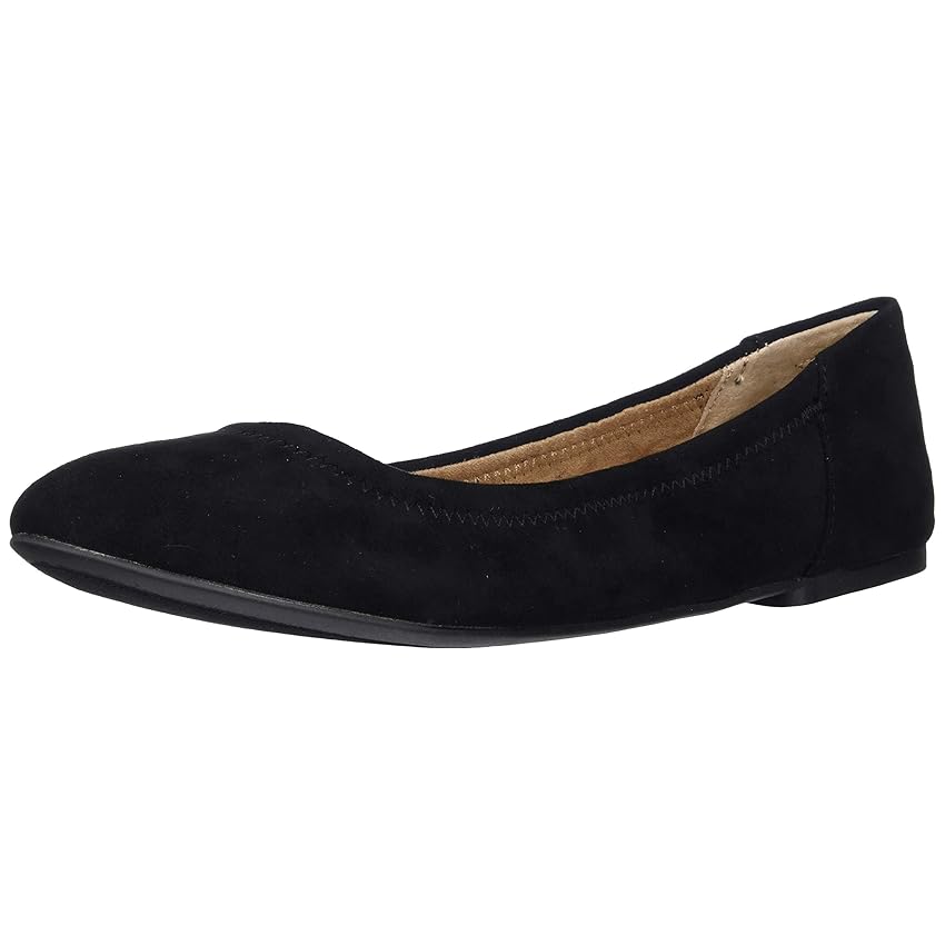 Amazon Essentials Ballerine Belice Donna, Nero Micro Scamosciato, 42 EU Larga