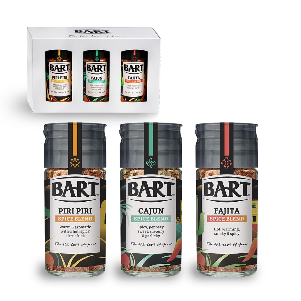 BART Spice Blend Gift Box - Cajun Spice, Piri Piri Spice and Fajita Spice Blend Jars - Gift for Home Chef