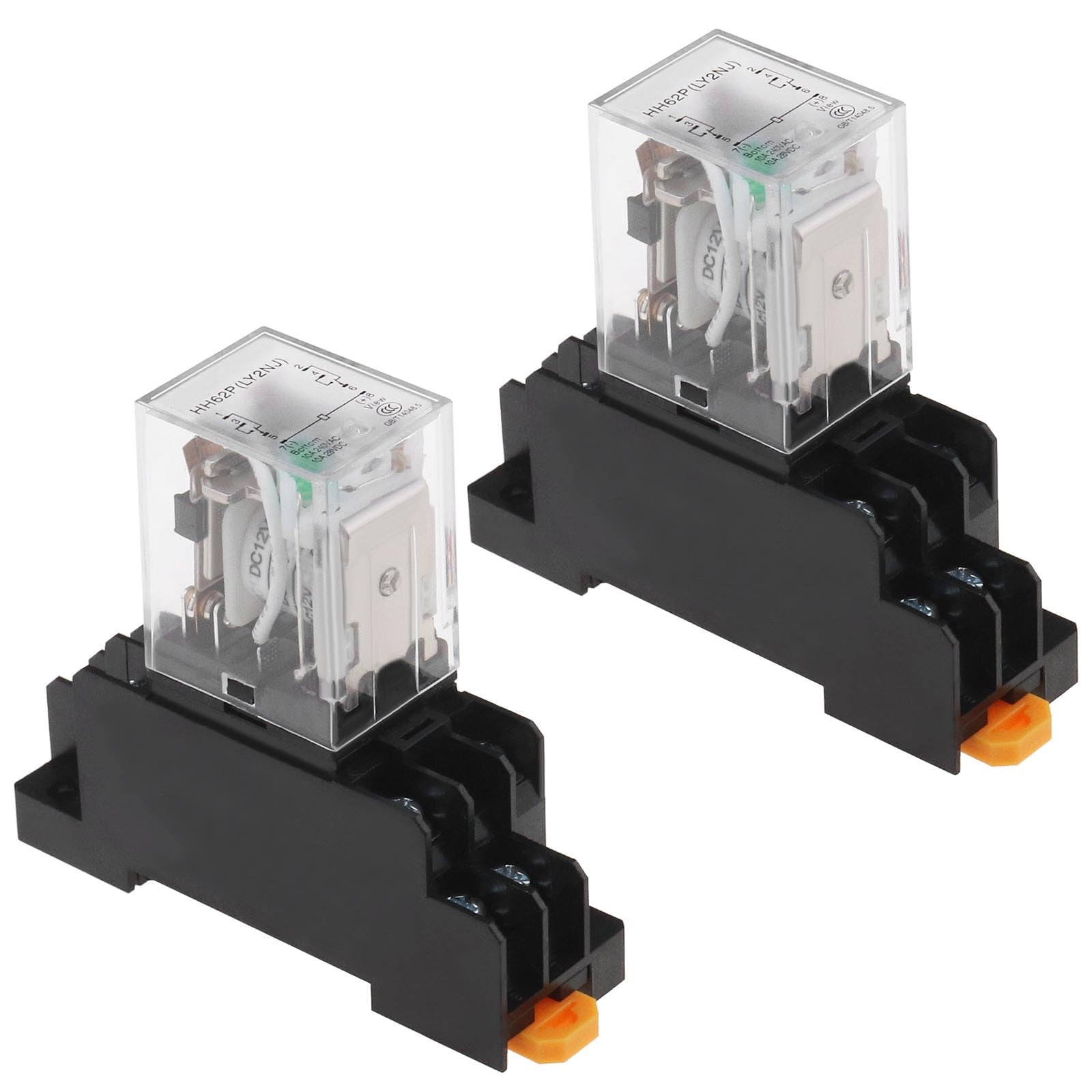 2pcs DC 12V Voyant LED Bobine Relais Puissance Électromagn. 8 Broches Prise à Bornes pour Relais Ind. Moteurs Comp./Vent.