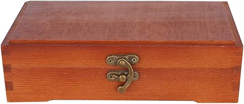 Miniatura 1 de Art Supply - Caja de almacenamiento de madera, pequeña caja de almacenamiento vintage con tapa con bisagras y cerradura para lápices pasteles,