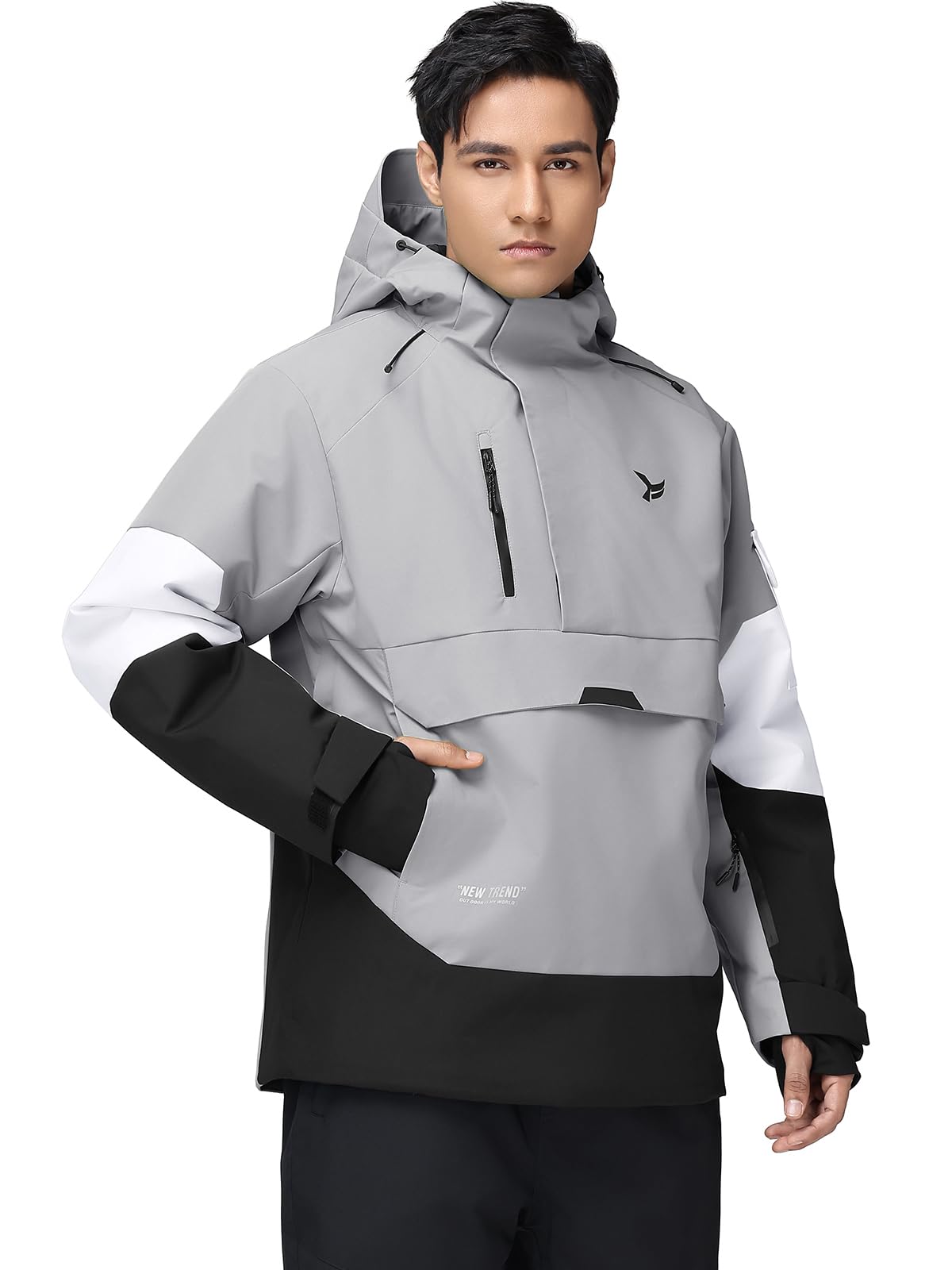 HOTIAN Giacca da sci da uomo calda impermeabile traspirante Sci Termici Giacca Multi-Tasche Adatto Per Sport Invernali E Attività Outdoor In Montagna Antivento con cappuccio rimovibile