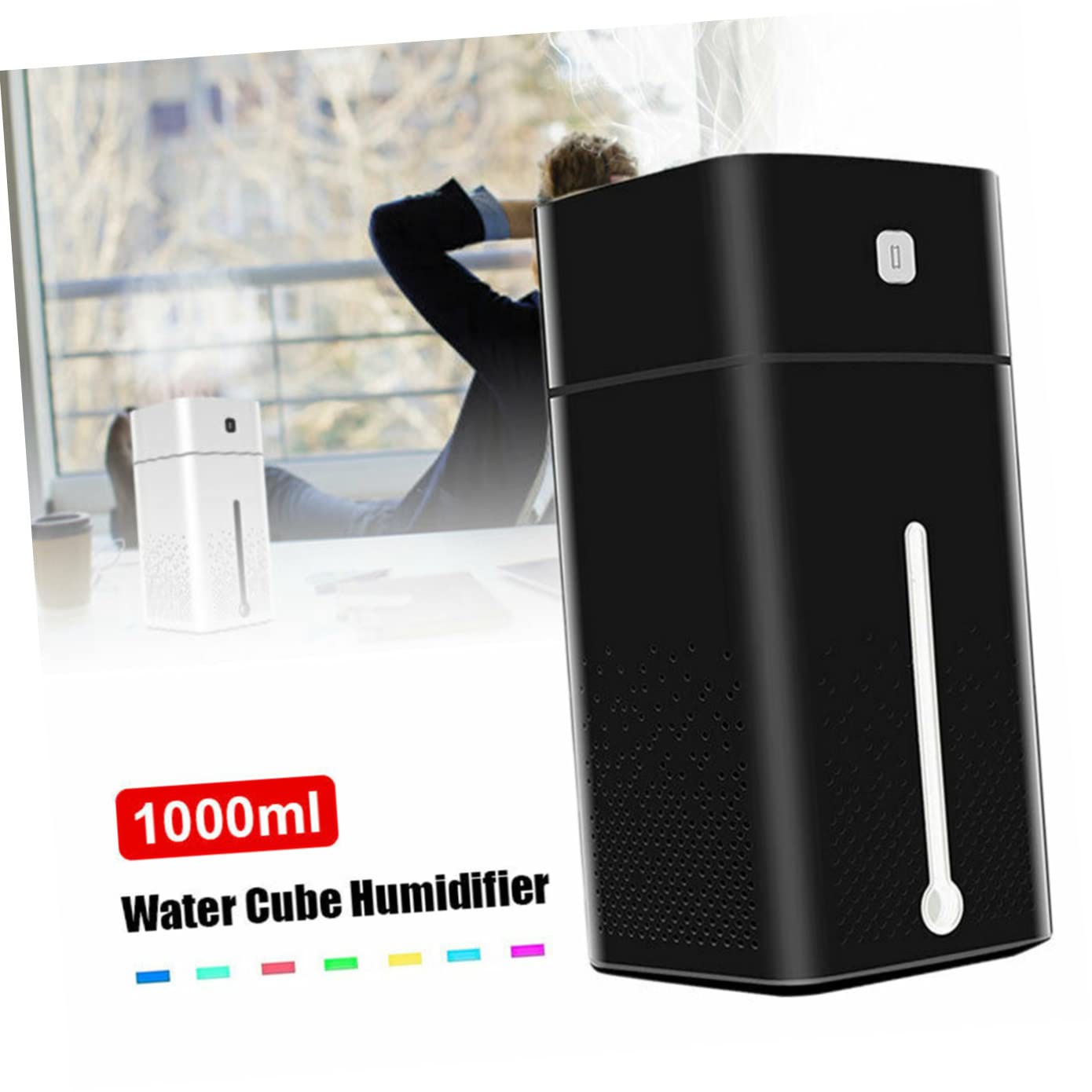 Alipis Umidificatore USB 1l Nero per Ufficio e Casa Silenzioso Funzione Multifunzione