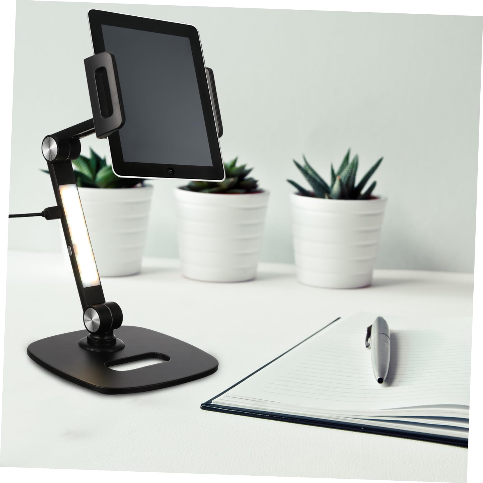 Support pour Tablette et Téléphone en Aluminium Noir, Pliable et Réglable