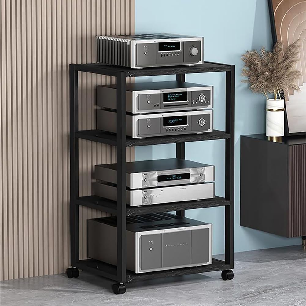 le Ma Stand con 5 ripiani DVD/CD Rack Nero Sto Cart per Home Theater Multima nizer per Ste Lettore DVD e console di gioco Intrattenimento Sto Solut