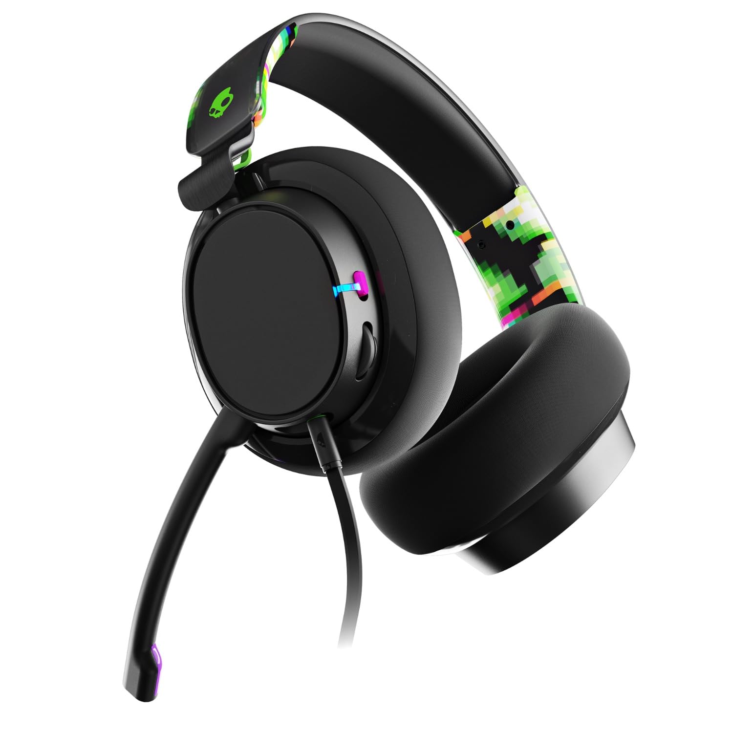 Skullcandy SLYR Pro Wired Gaming Headset, Ultra Lightweight, Clear Voice Smart Microphone, Personal Sound, Custom Equalizer, with Microphone, Fast Charging, Calling, Song Selection (Green Digi-Hype)