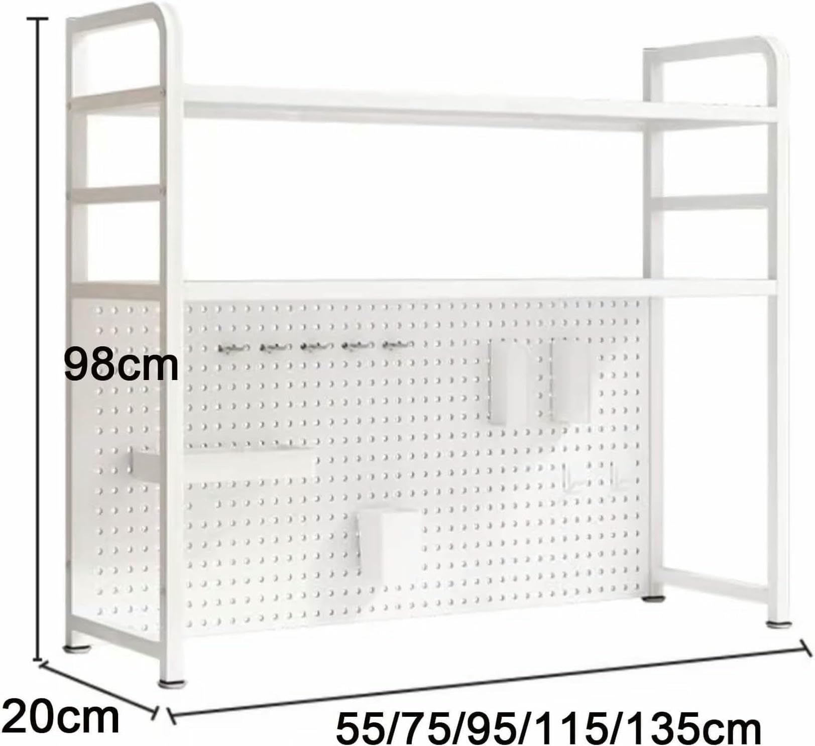 Scaffale da scrivania in metallo per tavoli da computer, scaffale per presentazioni a 2/3 livelli con pannello forato, libreria da ufficio per una soluzione efficiente di archiviazione dello spazio di