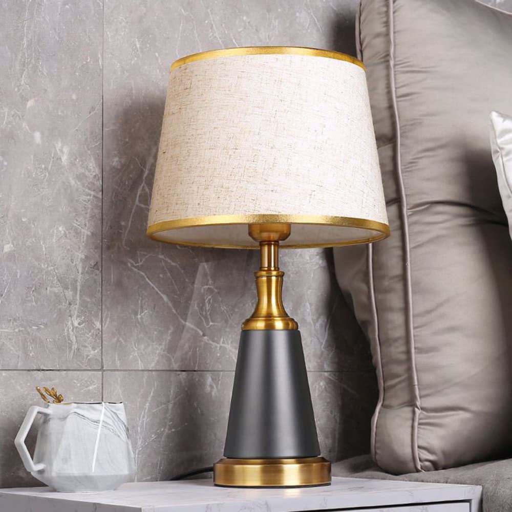 Mengjay Retro lampa biurkowa, lampka nocna z kloszem z tkaniny, lampa stołowa E27, retro i klasyczny design, oszczędność energii
