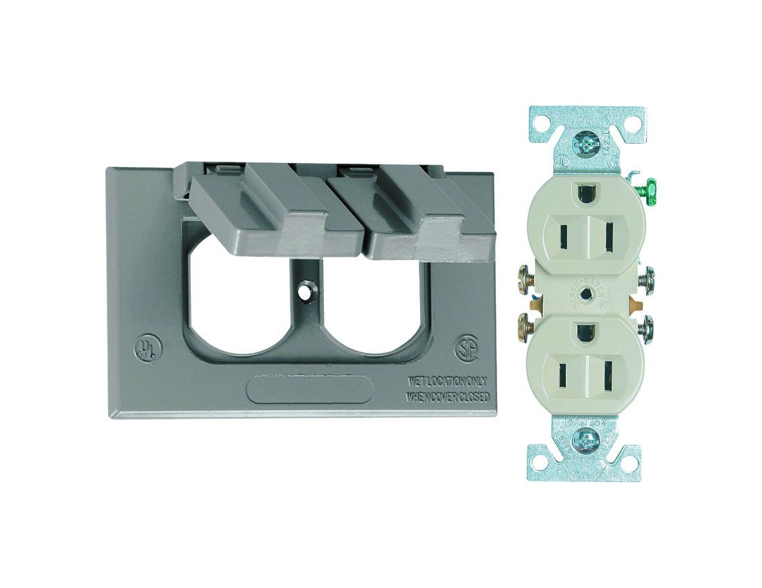 Sigma Electric Rectangle Metal 1 Gang Duplex Outlet Kit for Wet Locations