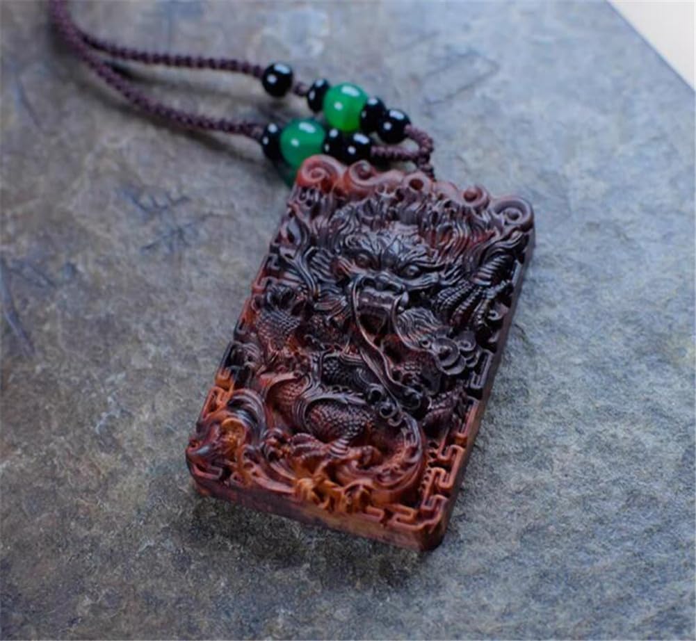 Amazon | [Agst-chi] 木彫りペンダント 龍神 玉持ち 龍 ペンダント