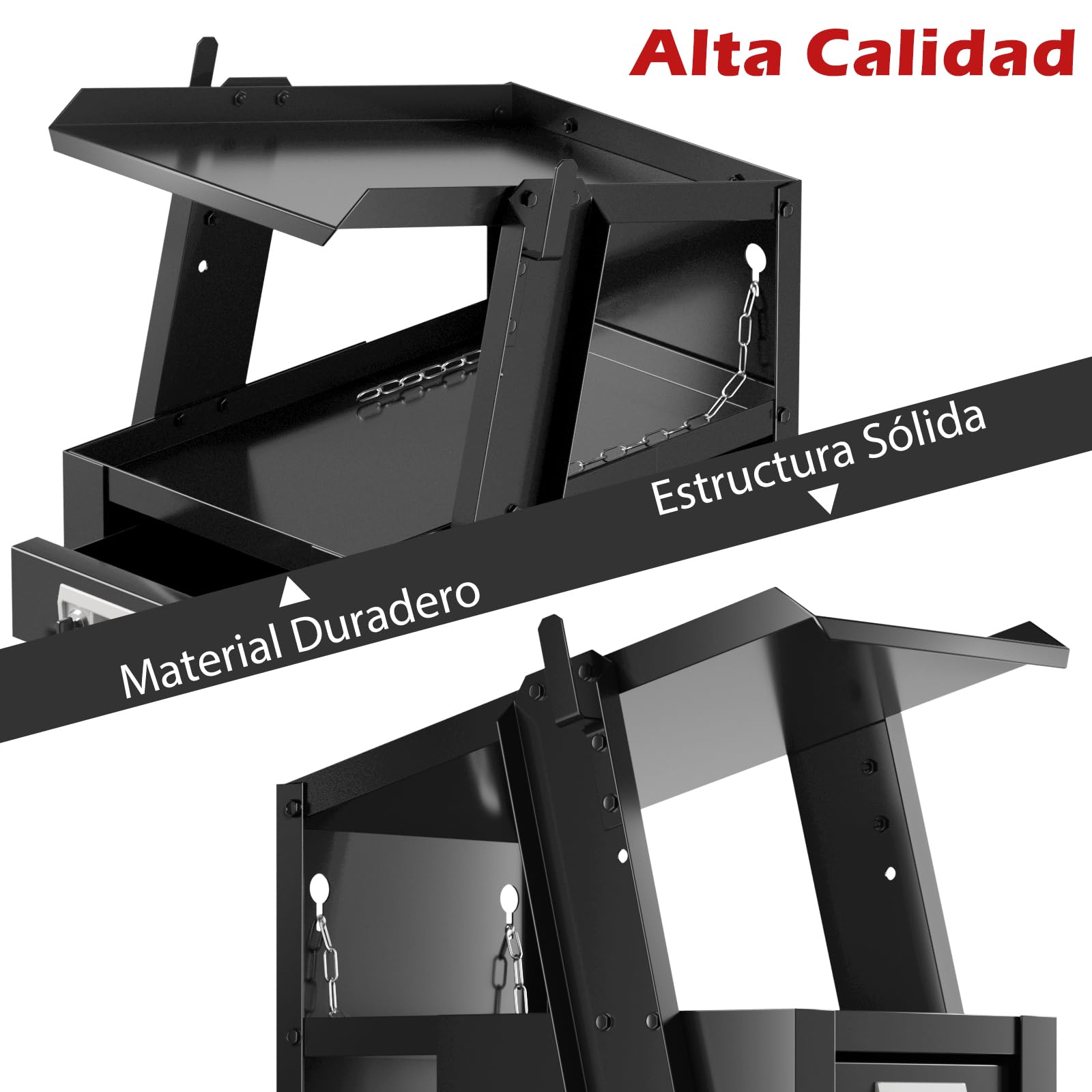 GYMAX Carro de Soldadura Rodante con 4 Cajones, Carga 45 kg, Carro de Herramientas con Almacenamiento y Cadena de Seguridad, para Soldadores y Cortadores de Plasma para Garaje, Taller
