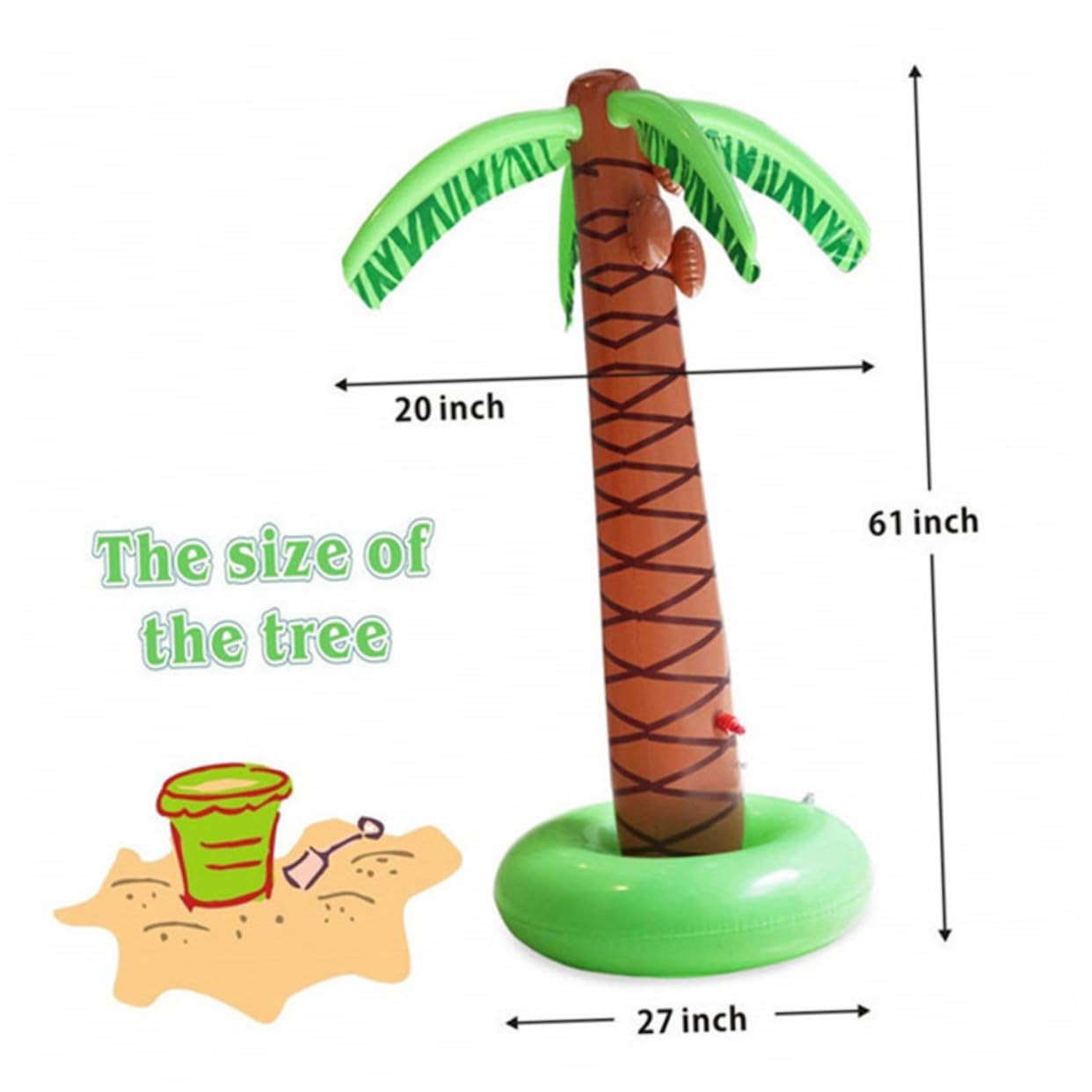 Juguete Rociador de Agua Inflable con Diseño de Palmera Juguete para Regar el Césped al Aire Libre Divertido Acuático de Playa Color Aleatorio