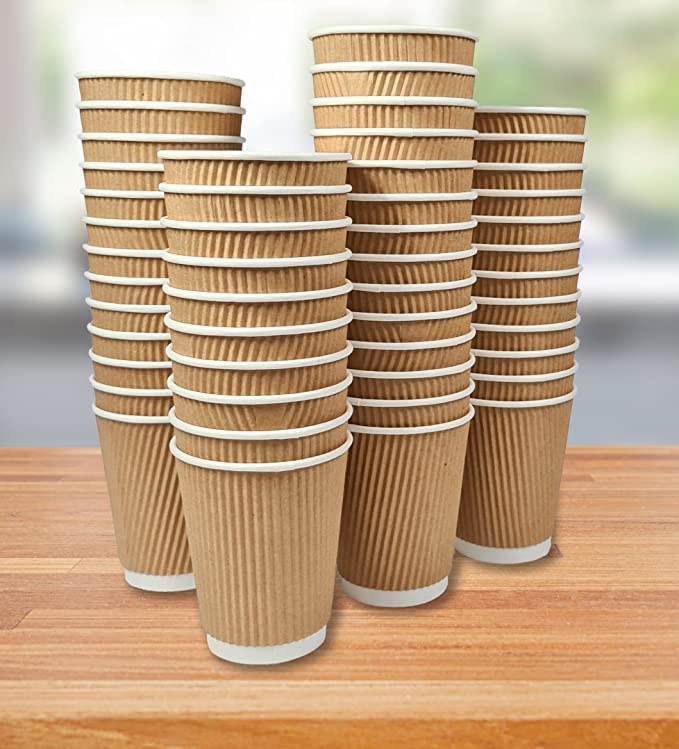 RAYA Double Paper Heat Resist Qahwa Disposable Insulated Ripple Cup For Office & Home Cup Perfect for Events Parties and Special Occasions Espresso Arabic coffee (12 oz) (10)
