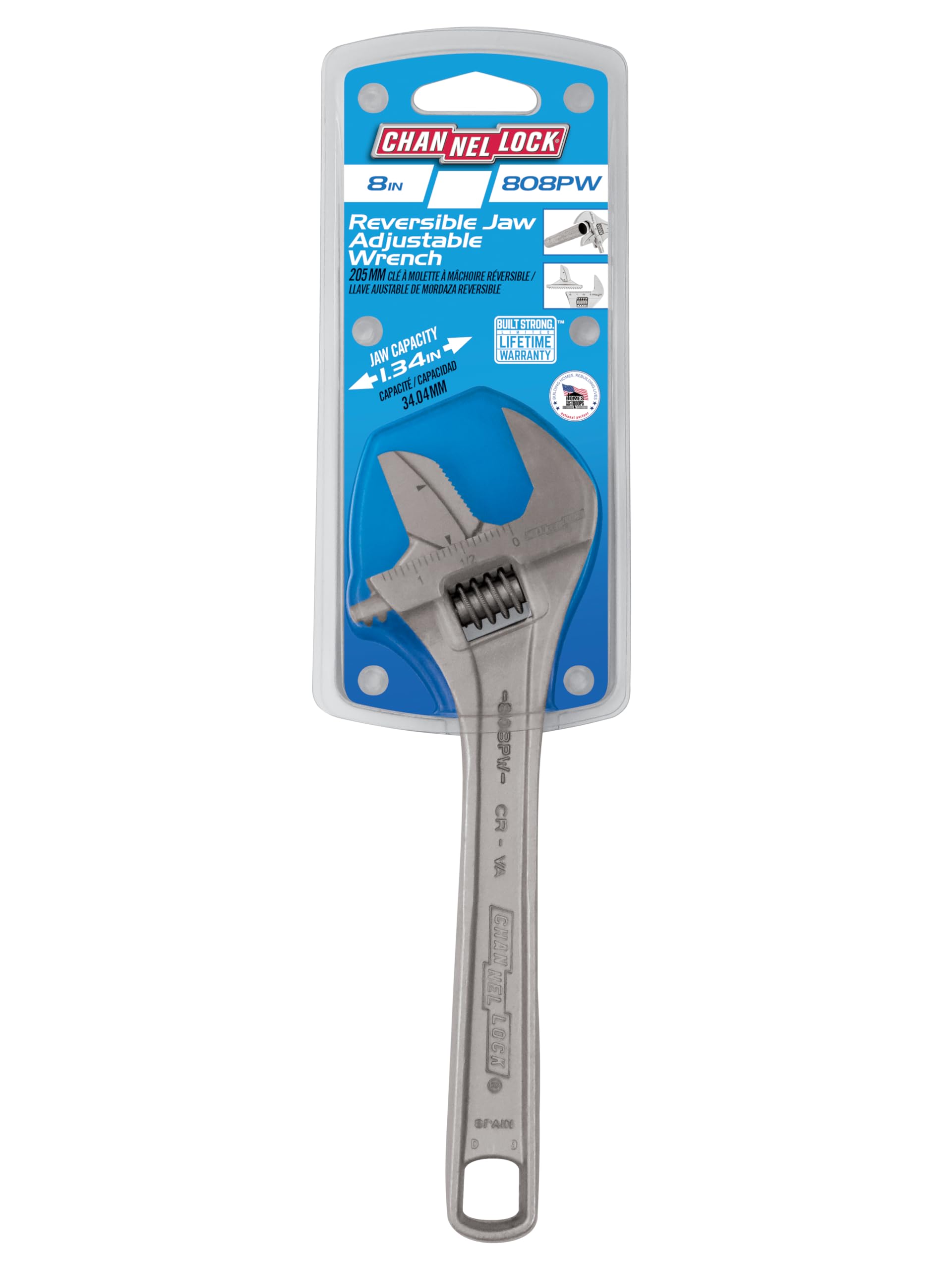 Channellock 808pw 8 "reversible mandíbula llave inglesa ajustable/llave de tubo,