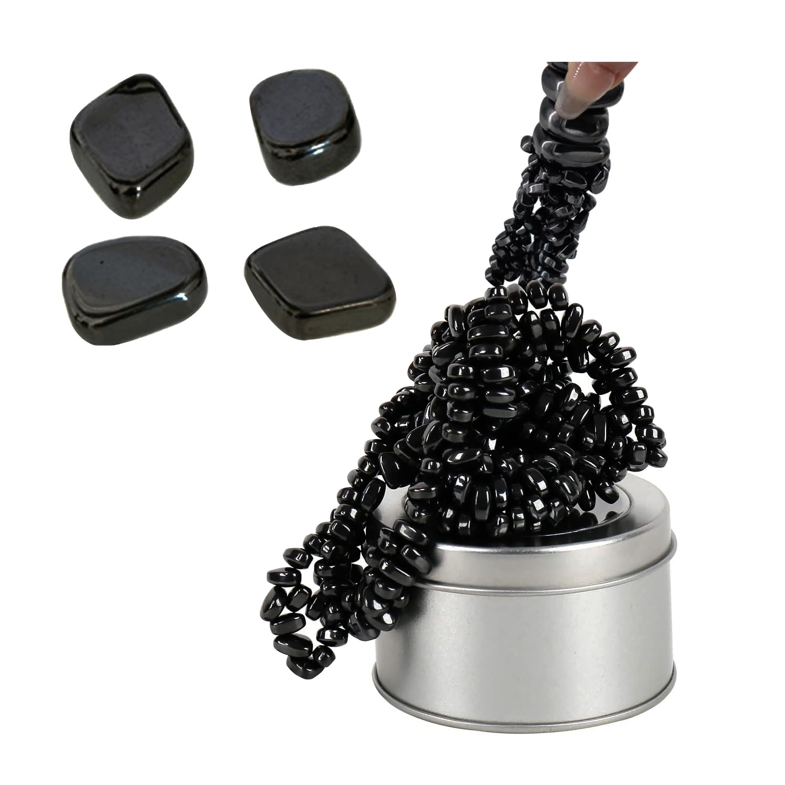 Ferrite Magnetic Fidget Putty,Weak Magnetic Balls,Over 500pcs Mini Magnet Stones with 4 Large Magnet Rocks,Desk Toys for Office and Fidget Toys for Adults (Black)