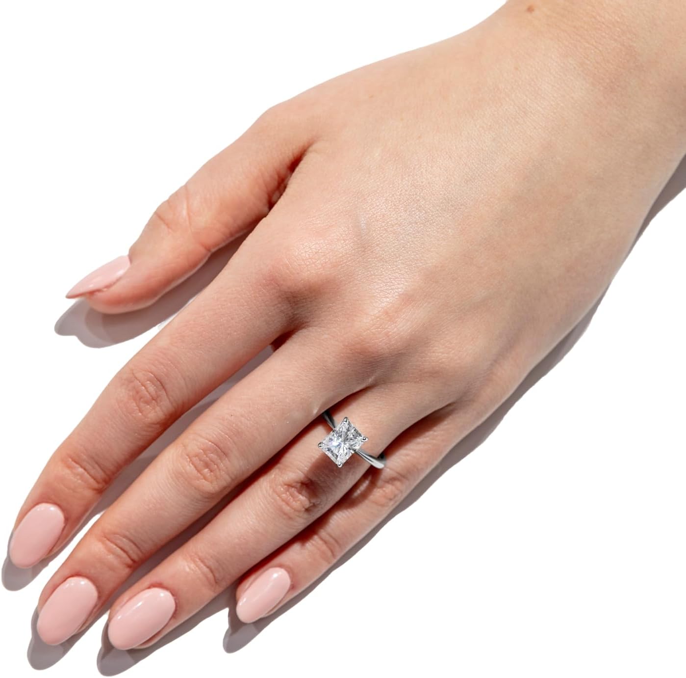 Charles & Colvard Created Moissanite 9x7mm Radiant Cut Engagement Ring for Women | 2.7 cttw DEW | Lab Grown | Solid 14K White Gold with Rhodium
