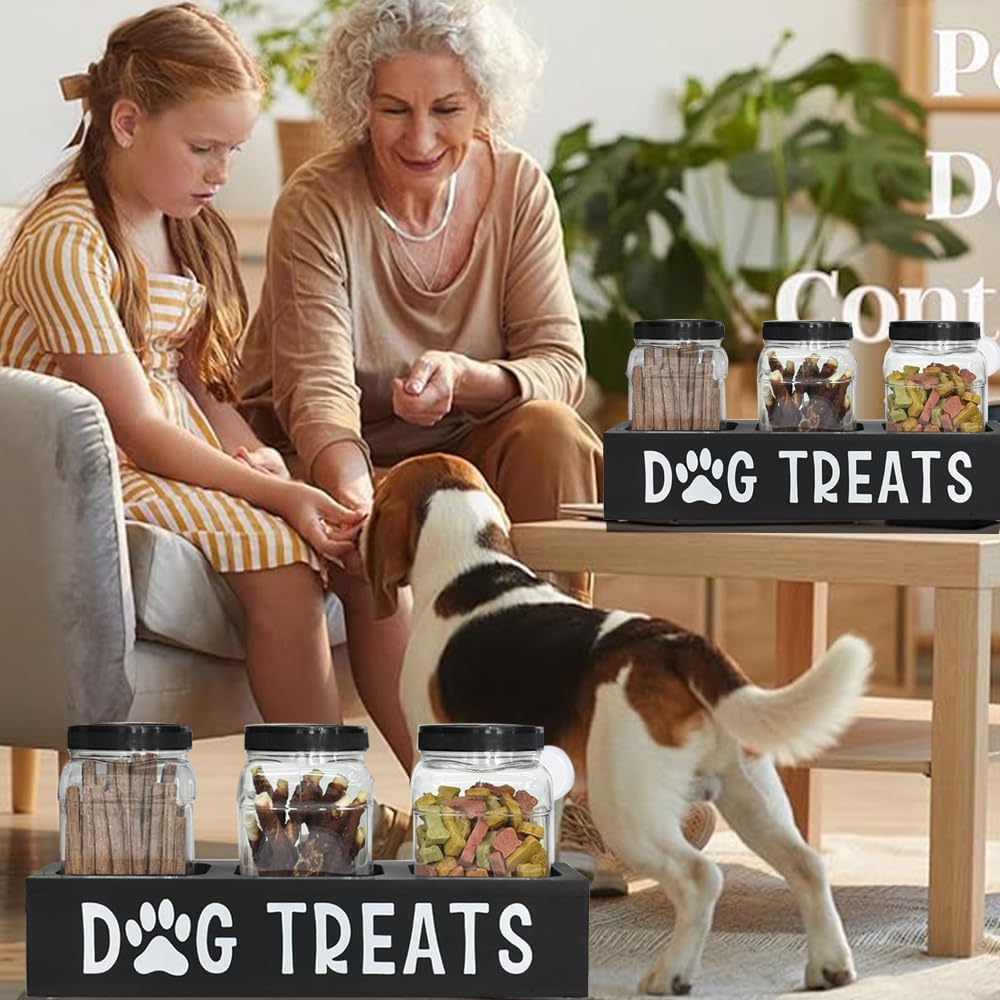 HoldOneLight Luftdichte Aufbewahrungsgläser für Hundeleckerlis, 3er-Set – Kunststoffbehälter für Tierfutter mit Deckel – Behälter für Hundefutter zur Organisation auf der Arbeitsplatte