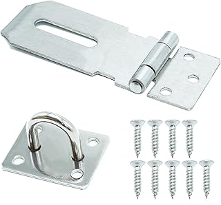 Door Padlock Hasp, 3 Inch Stainless Steel Padlock Hasp and Staple Shed Lock Hasp Shed Door Latch Heavy Duty Gate Lock Latc...