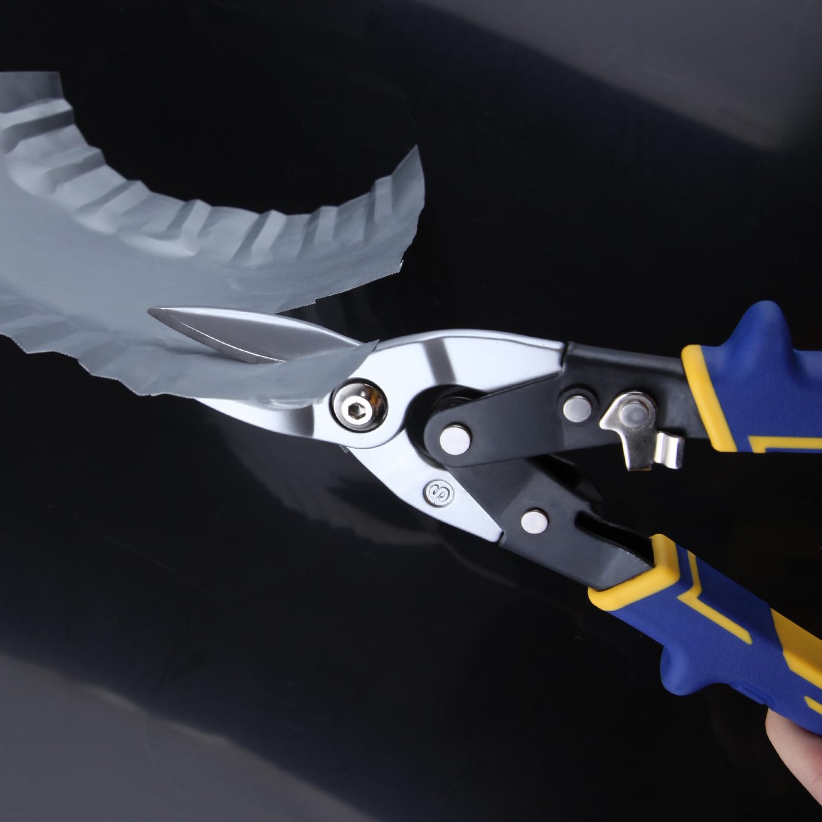 SPEEDWOX 10 pouces 3PCS Aviation Snips Set Aviation Tin Snips Offset Aviation Snip Offset Snips pour gauche droite et coupe droite pour couper la tôle avec mâchoires dentelées verrouillage de sécurité