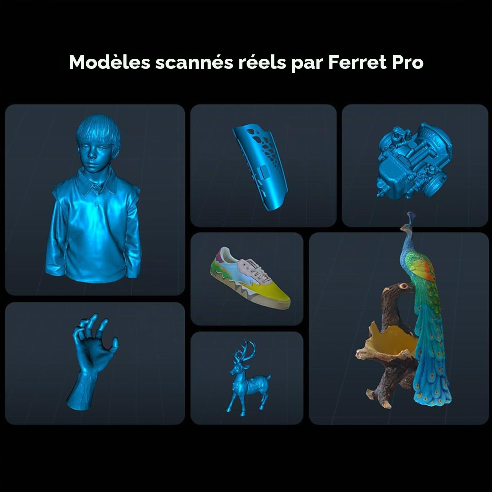 Creality CR-Scan Ferret Pro Scanner 3D pour imprimante 3D, portable, modèle 3D, anti-shake Track, balayage Wifi6, précision 0,1 mm, couleur 24 bits pour téléphone Android iOS, PC, Mac Win