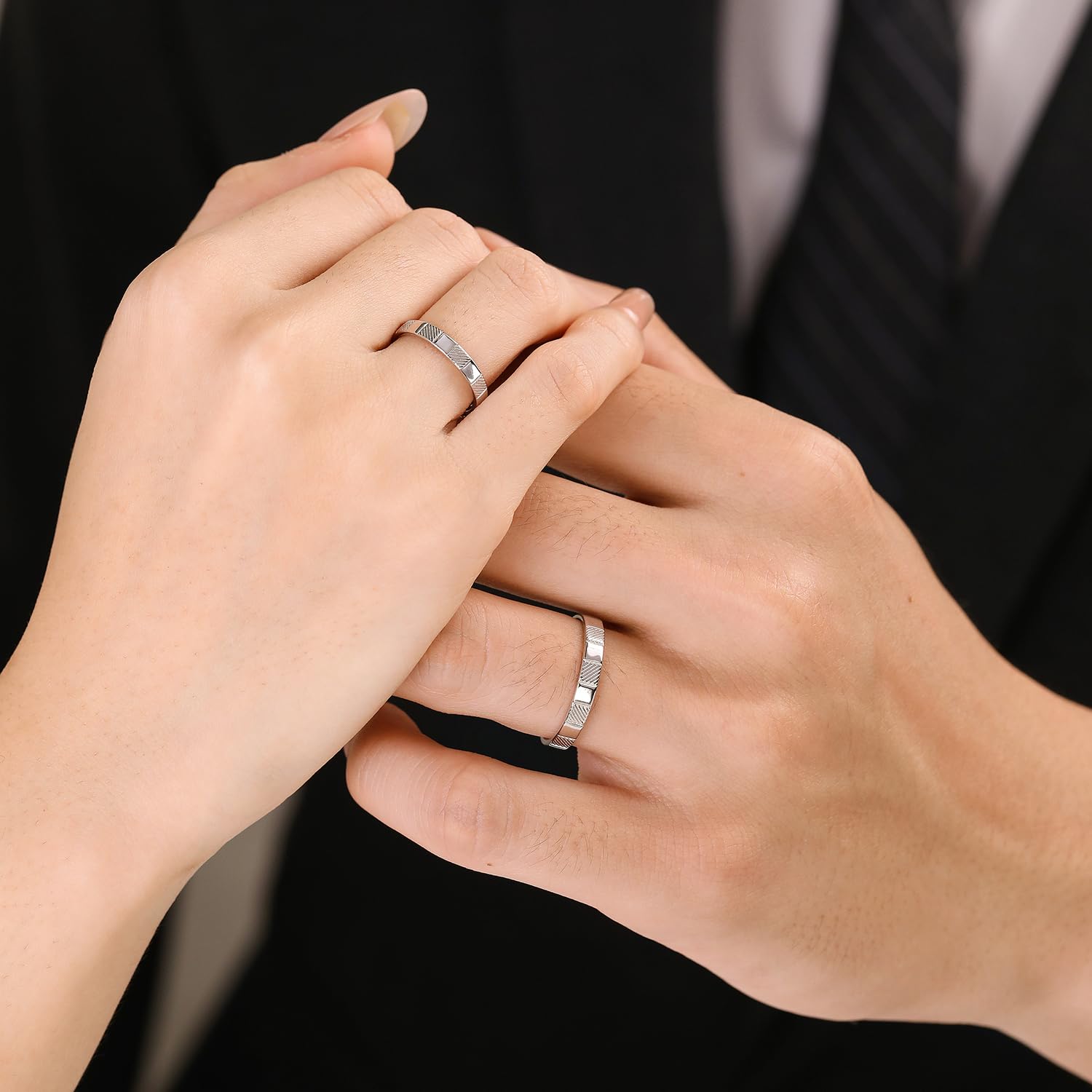 Meissa Alianzas de Plata para Pareja Anillos Ajustables Plata de Ley 925 Mujer 2,8mm & Hombre 3,2mm Anillos de Compromiso o Boda Juego Joyería Regalo para Novios y Prometidos (Juego de dos anillos)