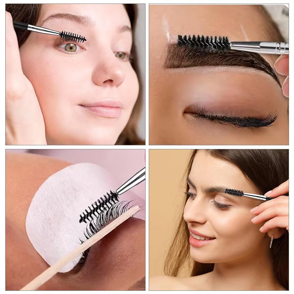 Lot de 4 brosses à cils, peigne à cils, brosse portable, pour extension de cils et levage des sourcils, réutilisable
