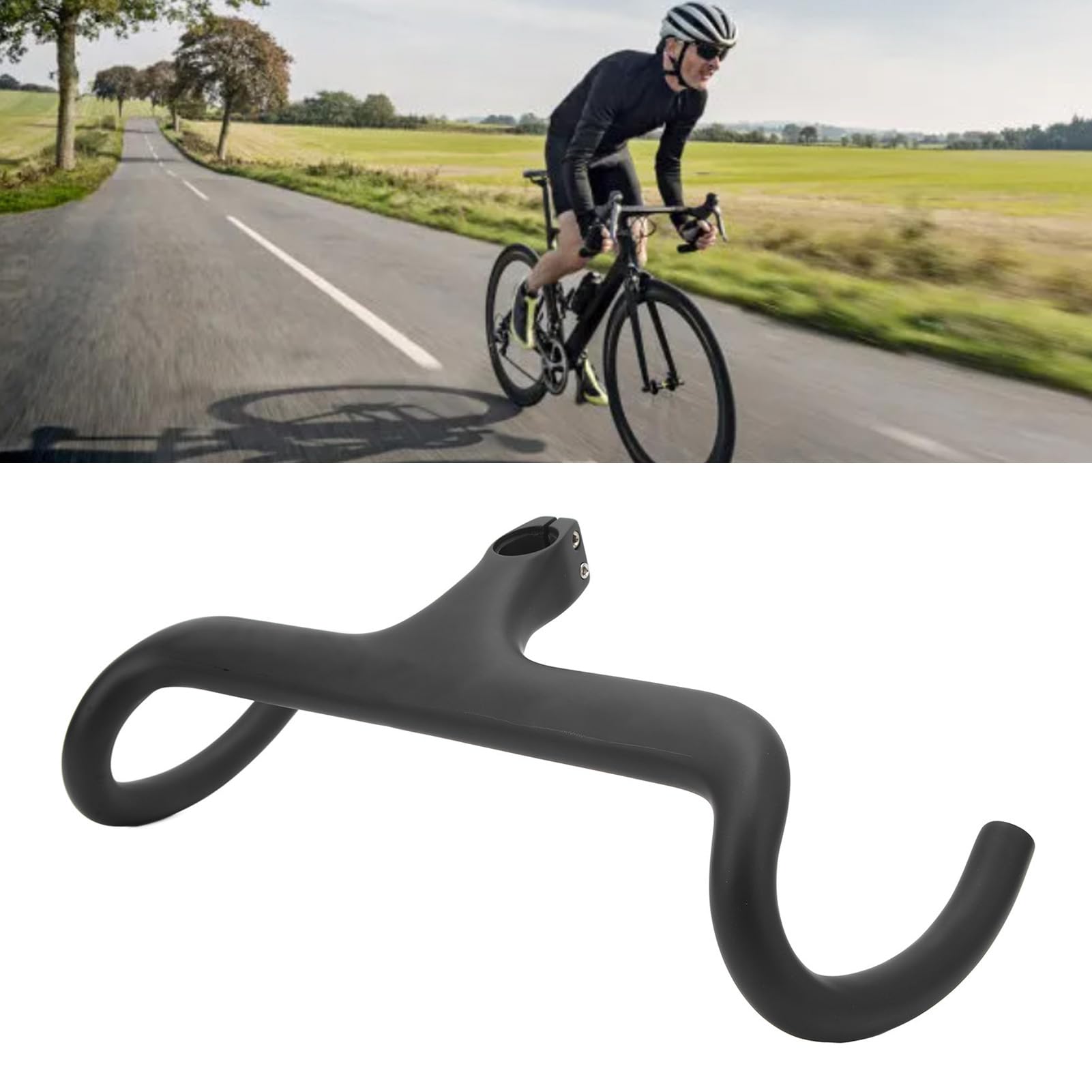 Manillar de Bicicleta de Fibra de Carbono de 460 Mm, Manillar de Bicicleta de Montaña de Carretera Integrado con Vástago de 90 Mm, para Actualización de Reemplazo