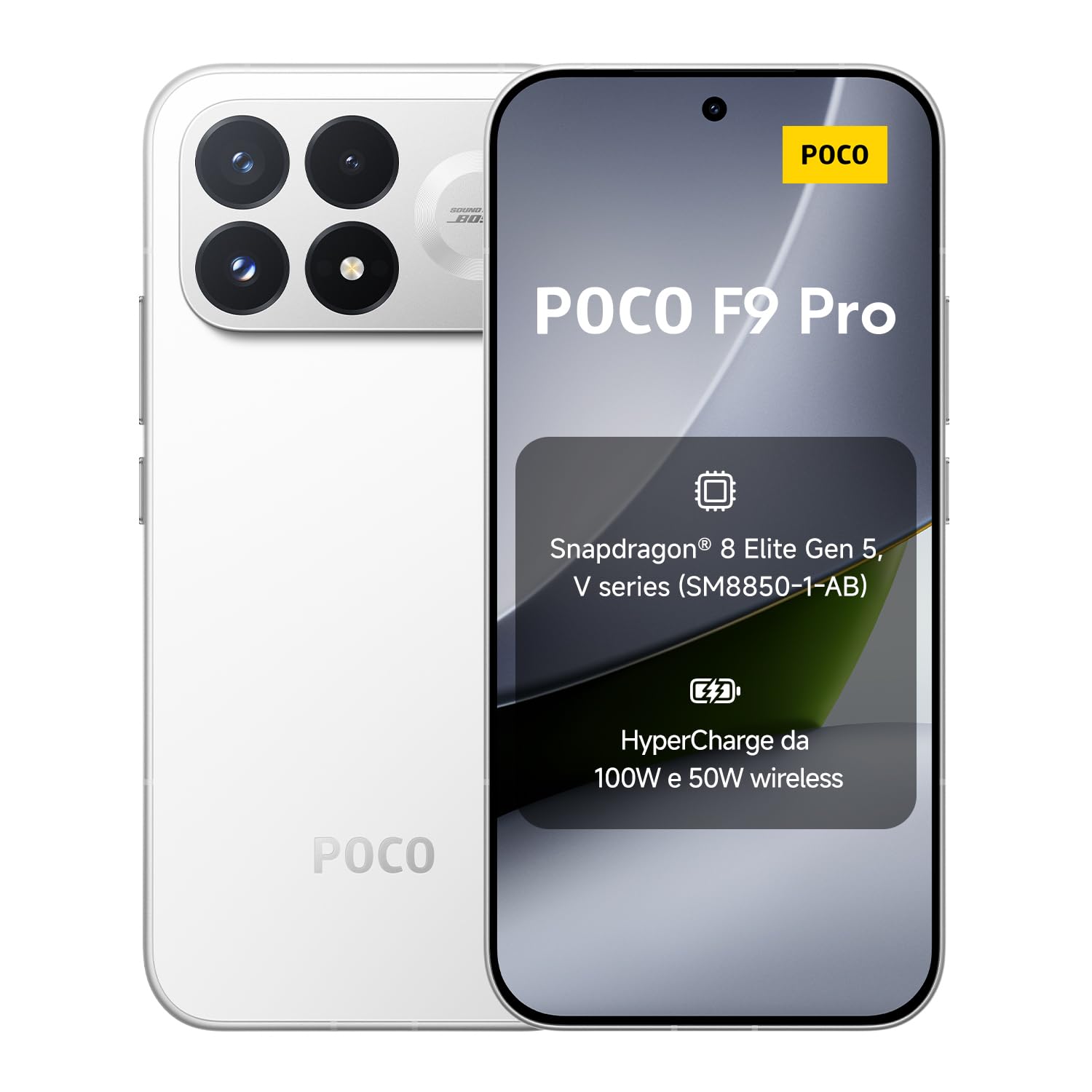POCO F9 Pro, Smartphone 12+512GB, Bianco, Batteria 6330mAh, HyperCharge100W | Snapdragon® 8 Elite Gen 5 V Series, VisionBoost D8, Display AMOLED Ultra-luminoso da 6,59" a 185Hz, Fotocamera OIS AI 200MP